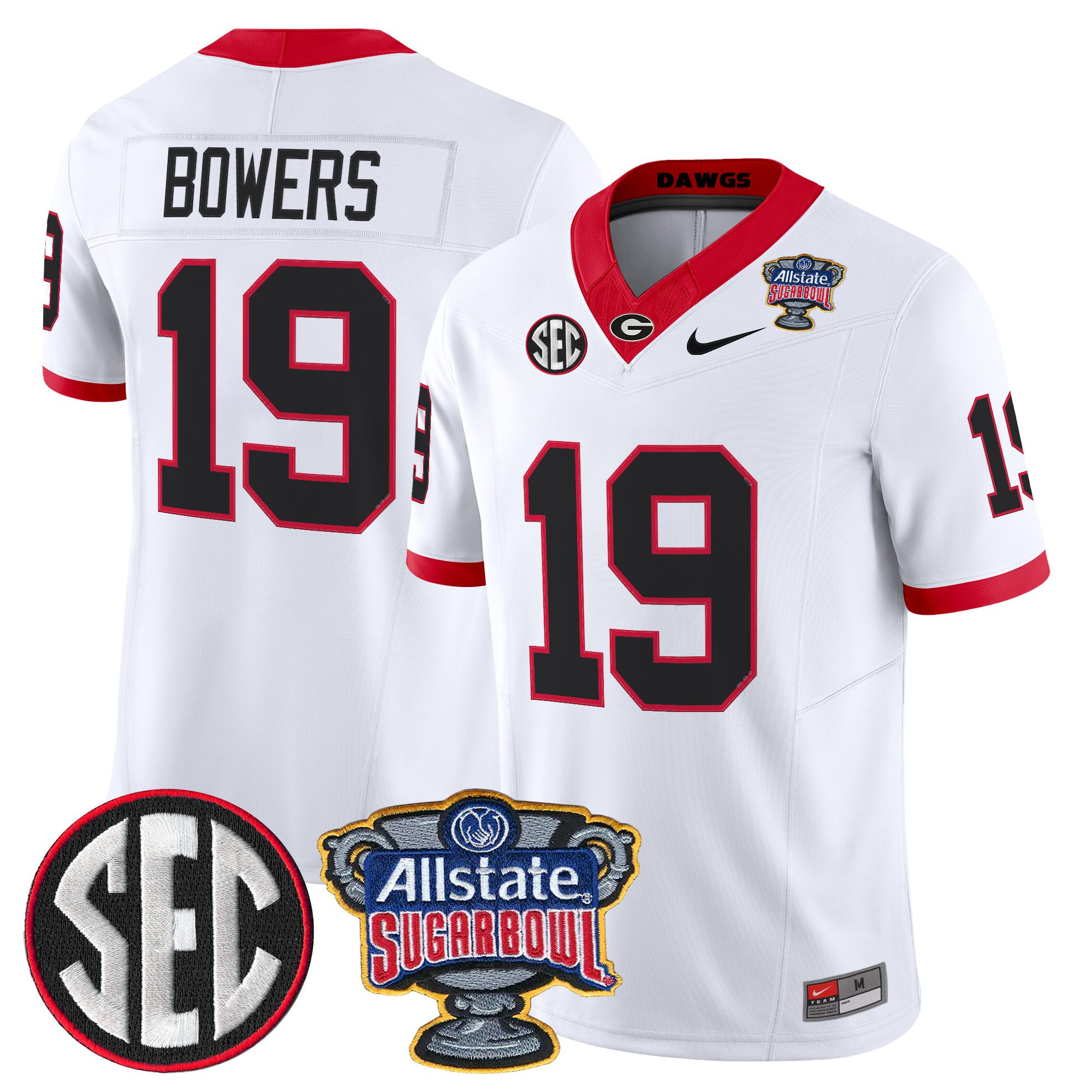 Brock Bowers Men's Georgia Bulldogs Sugar Bowl Patch Vapor Limited White Jersey - All Stitched
