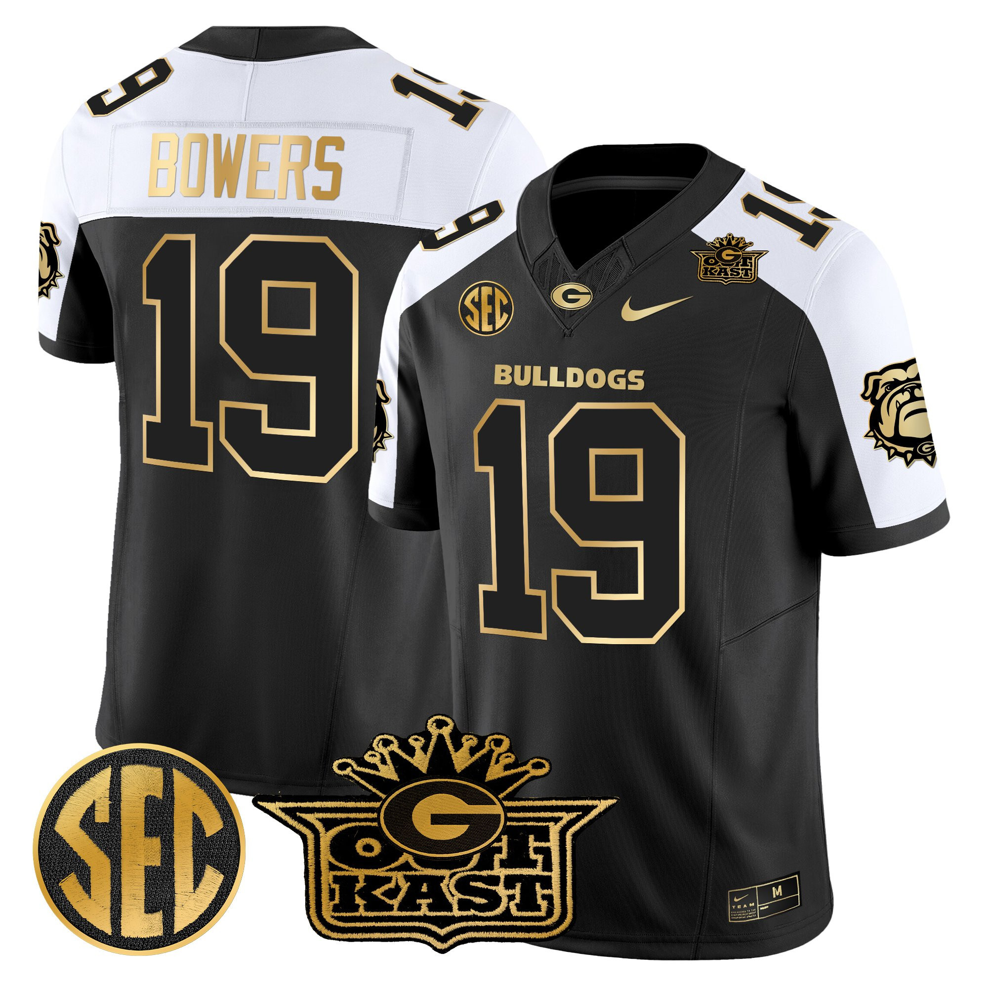 Brock Bowers Men's Outkast x Georgia Bulldogs Gold Vapor Limited Black Alternate Jersey - All stitched