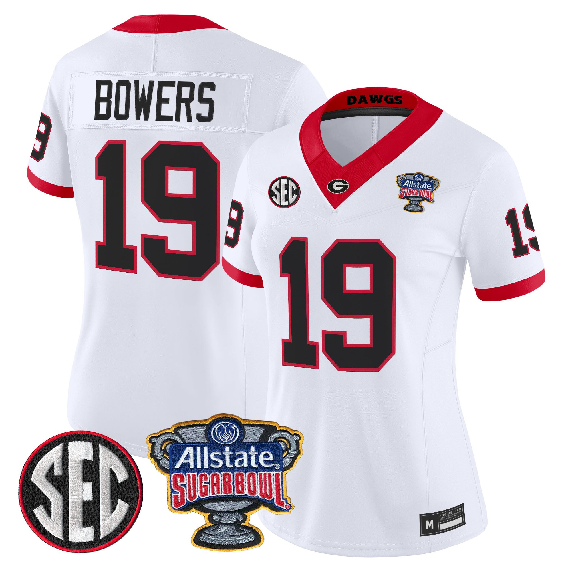 Brock Bowers Women's Georgia Bulldogs Sugar Bowl Patch Vapor Limited White Jersey - All Stitched