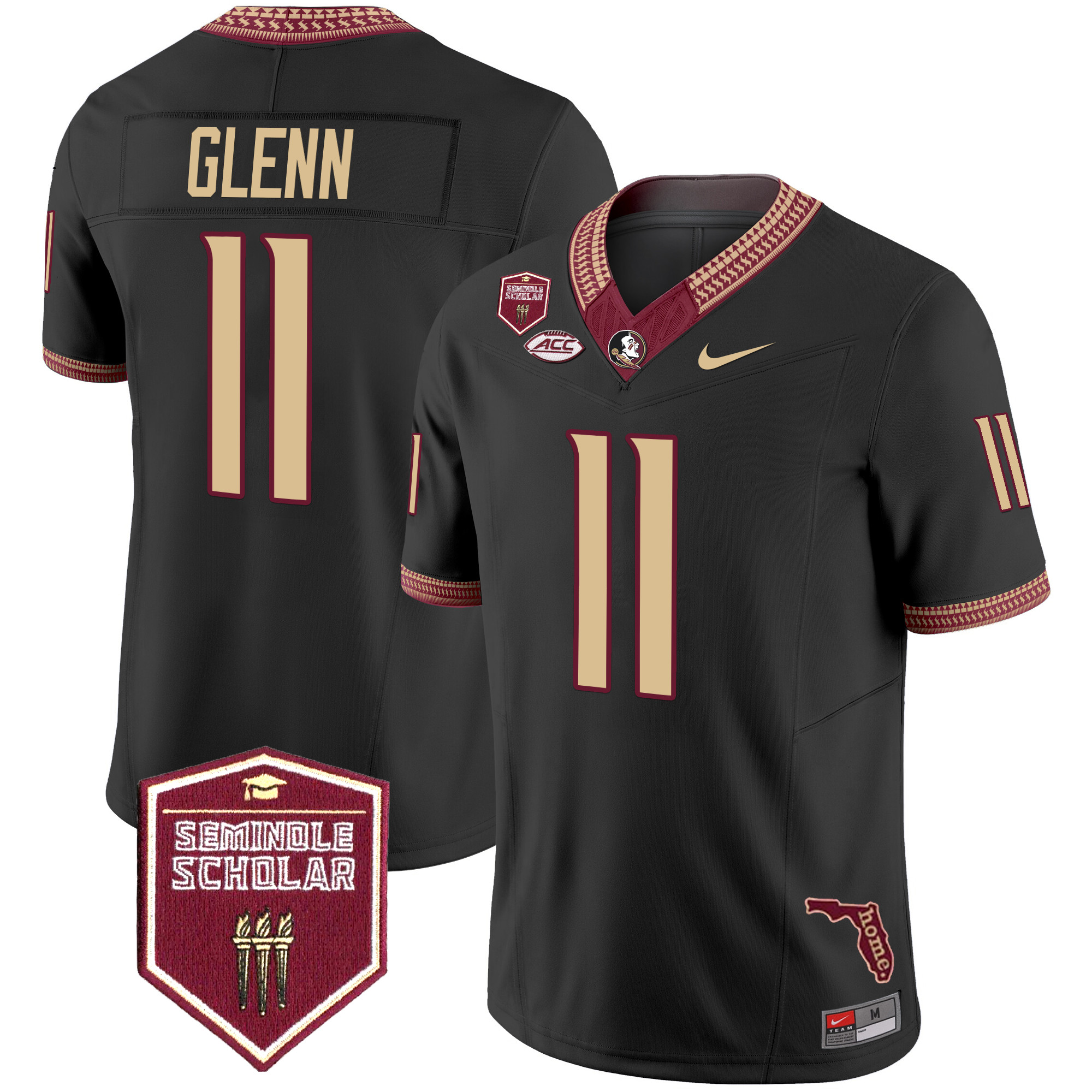 Brock Glenn Men's Florida State Seminoles 2025 Seminole Scholar Patch Vapor Limited Black Jersey - All Stitched