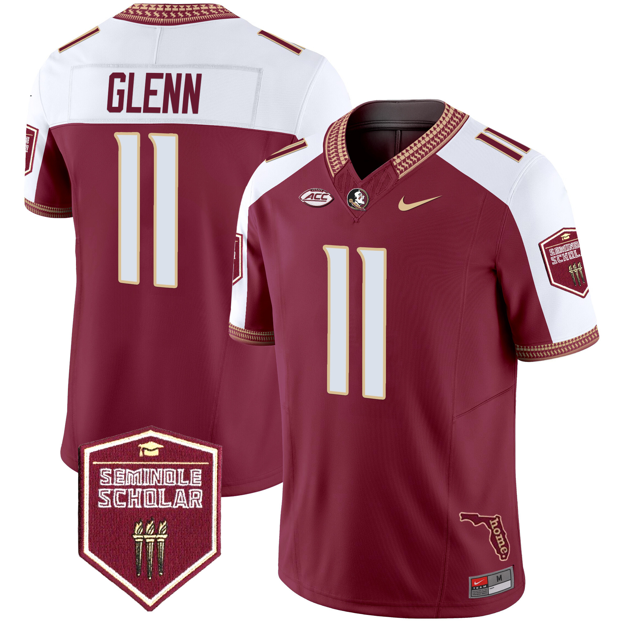 Brock Glenn Men's Florida State Seminoles 2025 Seminole Scholar Patch Vapor Limited Garnet Alternate Jersey - All Stitched