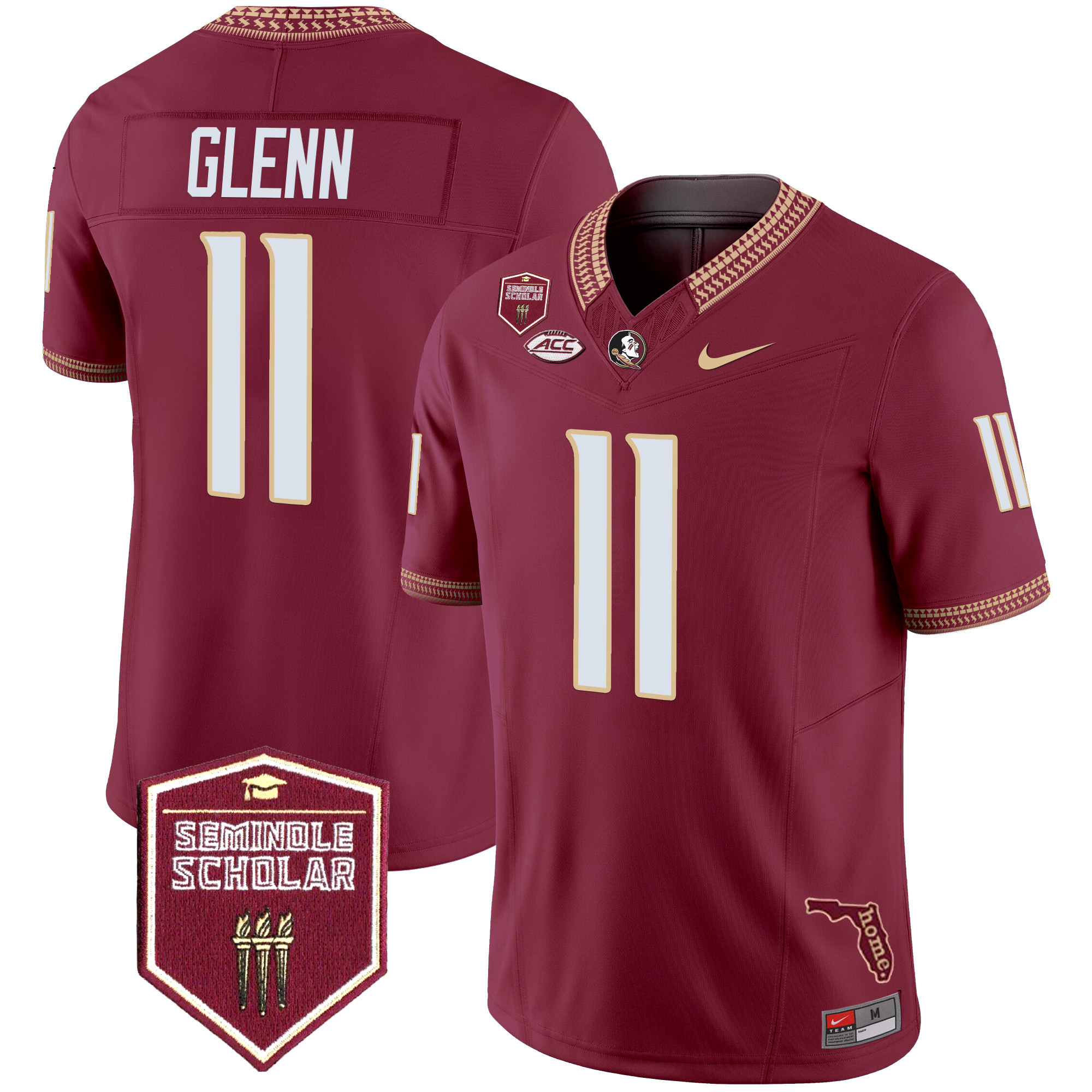 Brock Glenn Men's Florida State Seminoles 2025 Seminole Scholar Patch Vapor Limited Garnet Jersey - All Stitched