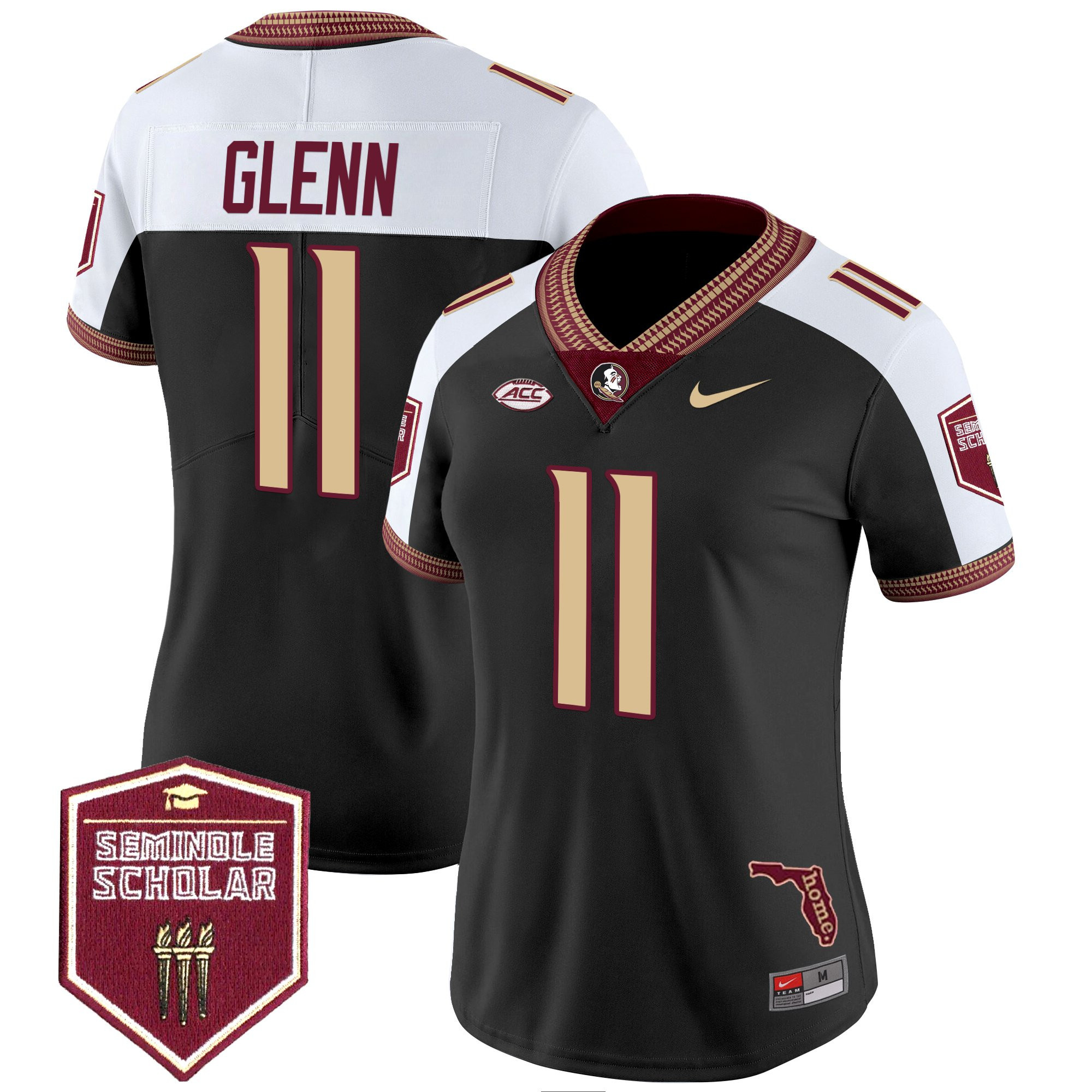 Brock Glenn Women's Florida State Seminoles 2025 Seminole Scholar Patch Vapor Limited Black Alternate Jersey - All Stitched
