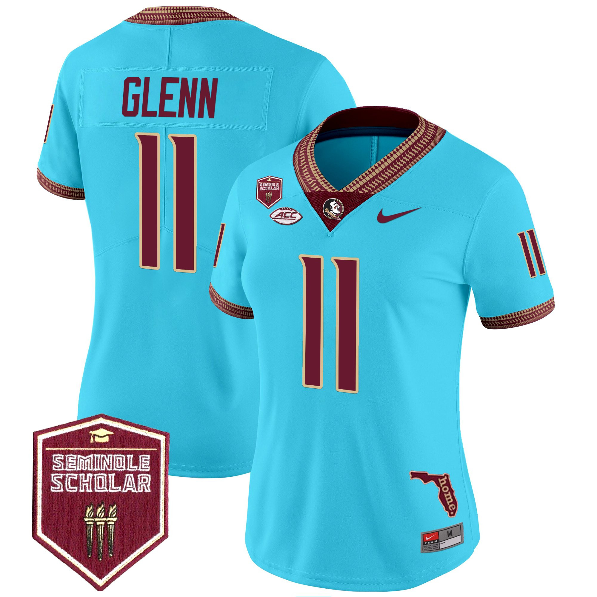 Brock Glenn Women's Florida State Seminoles 2025 Seminole Scholar Patch Vapor Limited Turquoise Jersey - All Stitched