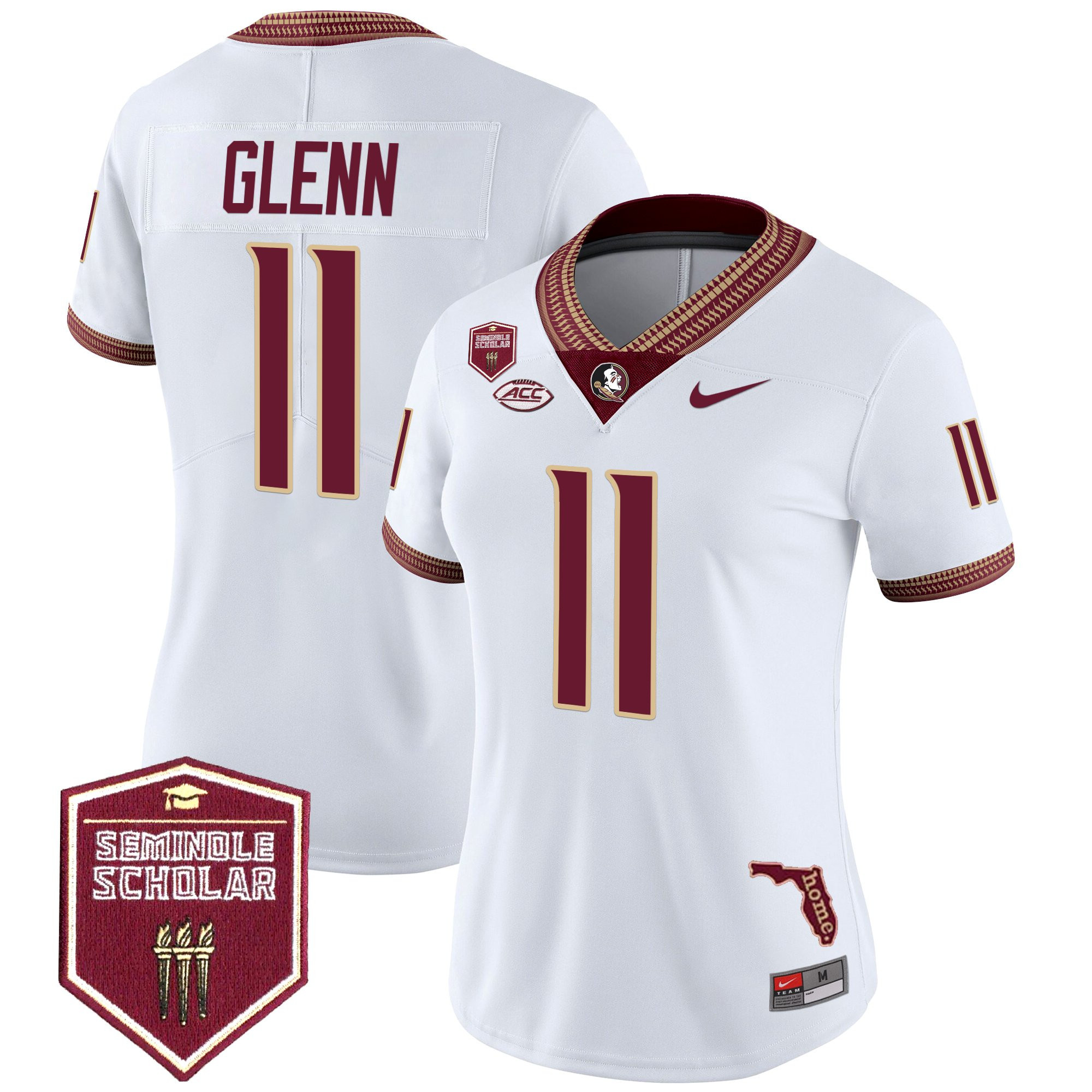 Brock Glenn Women's Florida State Seminoles 2025 Seminole Scholar Patch Vapor Limited White Jersey - All Stitched
