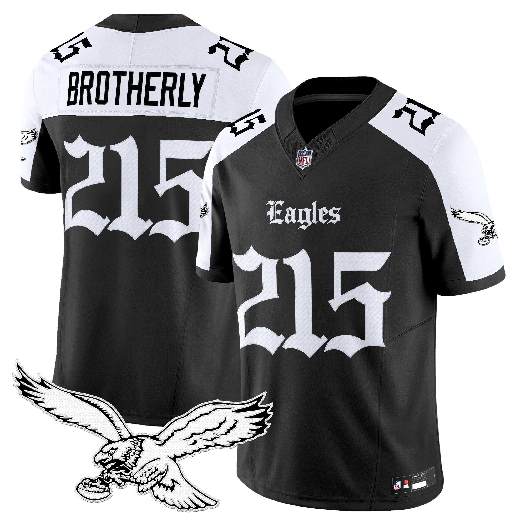 Brotherly 215 Men's Philadelphia Eagles Gothic Philly Edition Vapor Limited Alternate Jersey - All Stitched