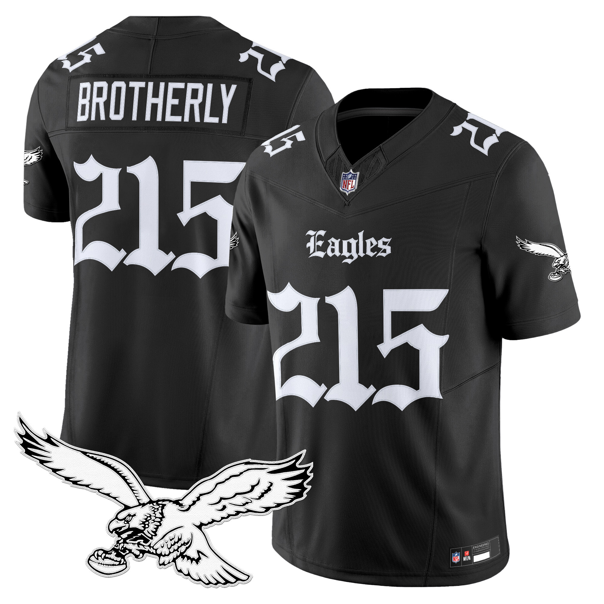 Brotherly 215 Men's Philadelphia Eagles Gothic Philly Edition Vapor Limited Black Jersey - All Stitched
