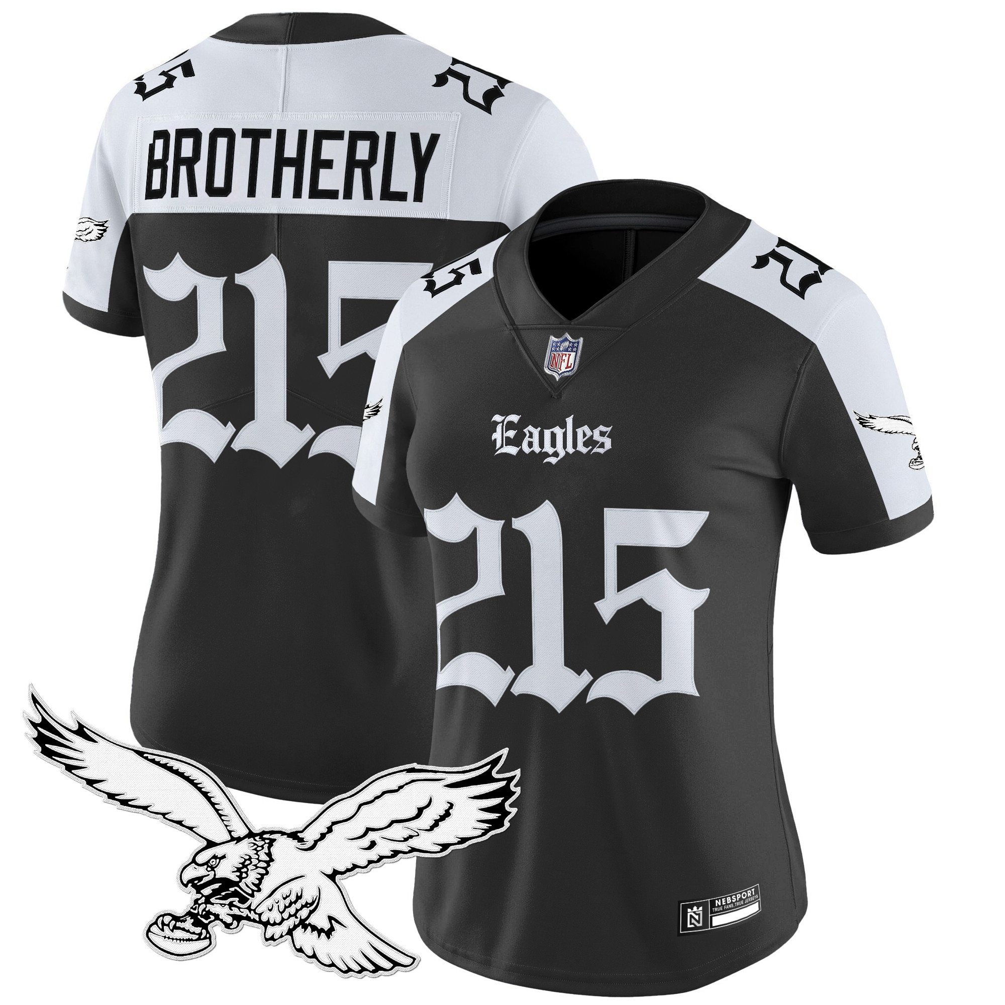 Brotherly 215 Women's Philadelphia Eagles Gothic Philly Edition Vapor Limited Alternate Jersey - All Stitched