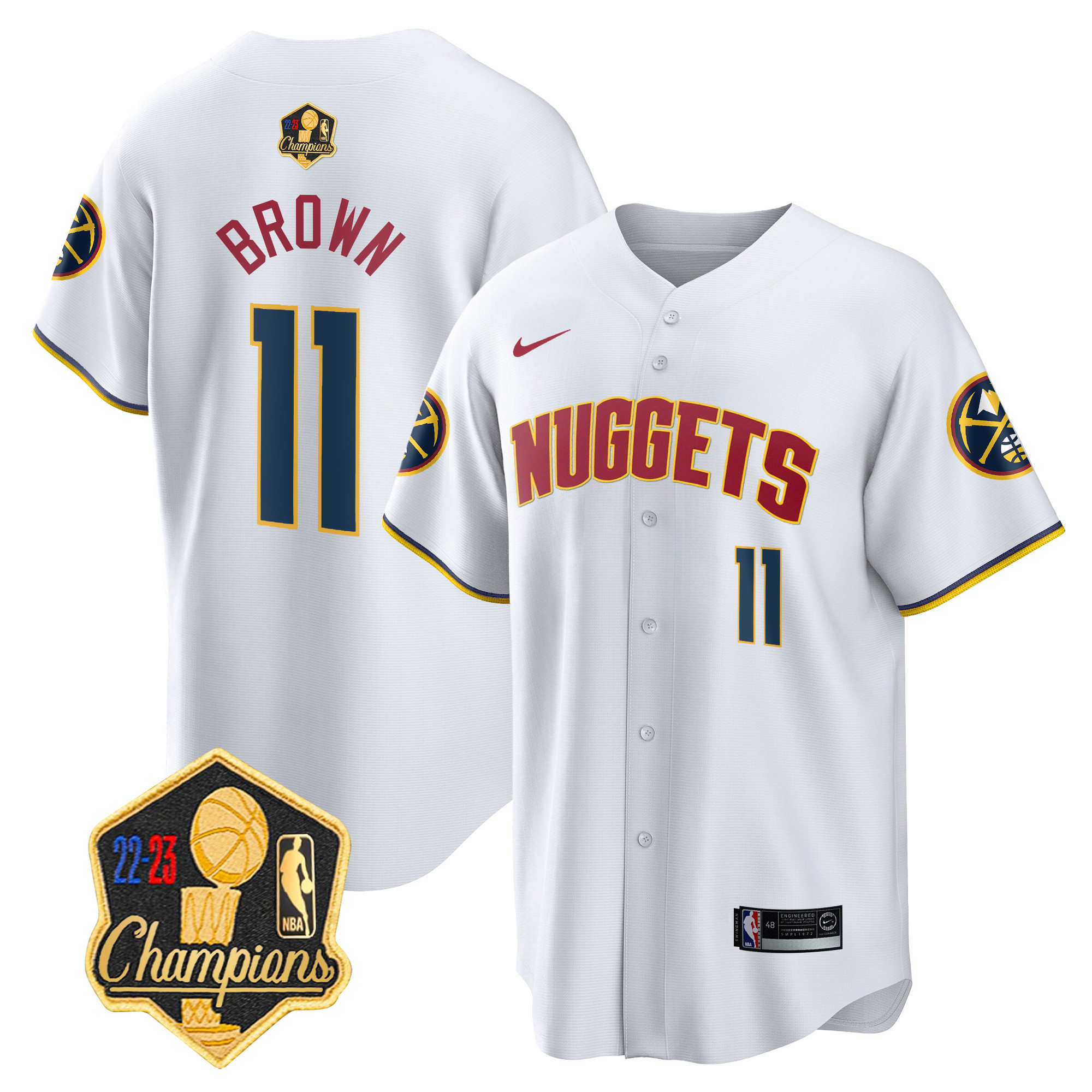 Bruce Brown Men's Denver Nuggets 2023 Champions Limited Patch Cool Base Association Jersey - All Stitched