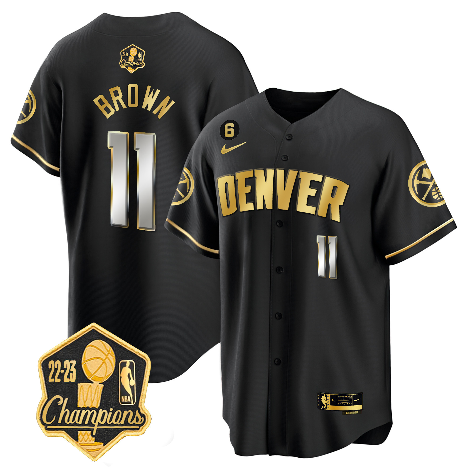 Bruce Brown Men's Denver Nuggets 2023 Champions Limited Patch Cool Base Black Limited Jersey - All Stitched