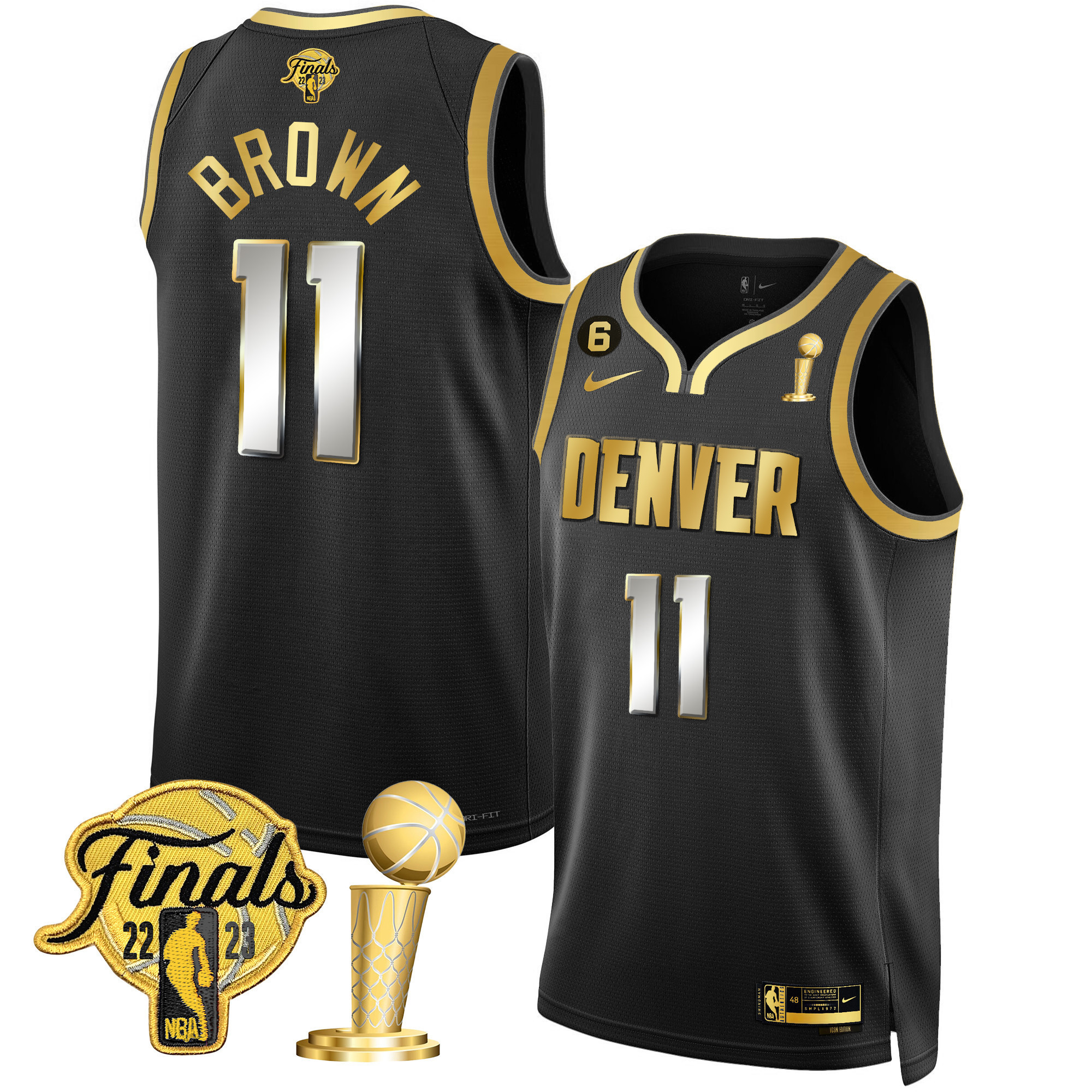 Bruce Brown Men's Denver Nuggets 2023 Finals & Champions Patch Black Limited Jersey - All Stitched