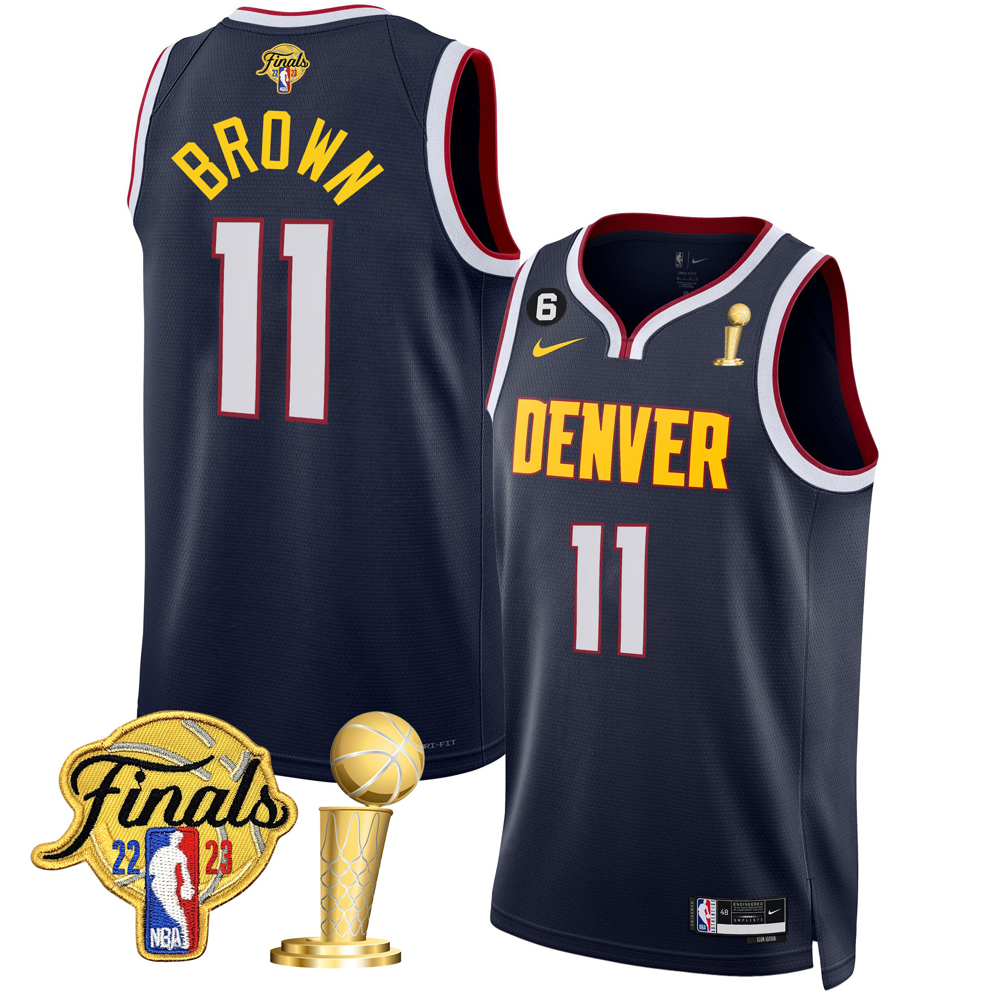 Bruce Brown Men's Denver Nuggets 2023 Finals & Champions Patch Icon Jersey V2- All Stitched