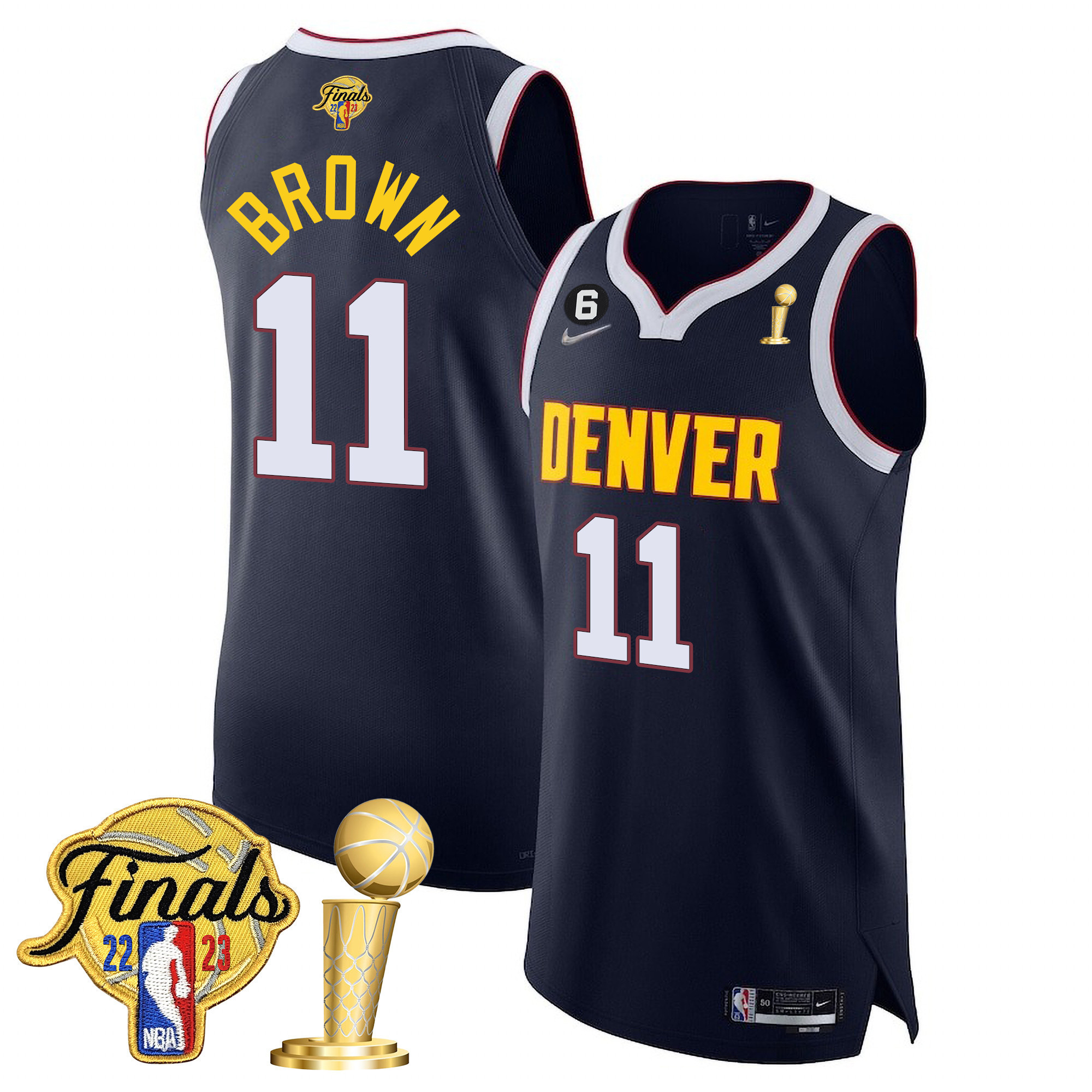 Bruce Brown Men's Denver Nuggets 2023 Finals Patch & Champions Collection Diamond Jersey V2 - All Stitched