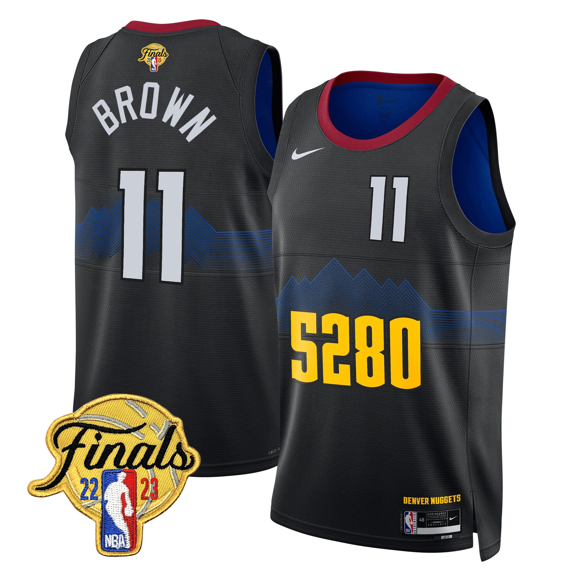 Bruce Brown Men's Denver Nuggets 2023 Finals Patch Collection 5280 City Jersey V2 - All Stitched