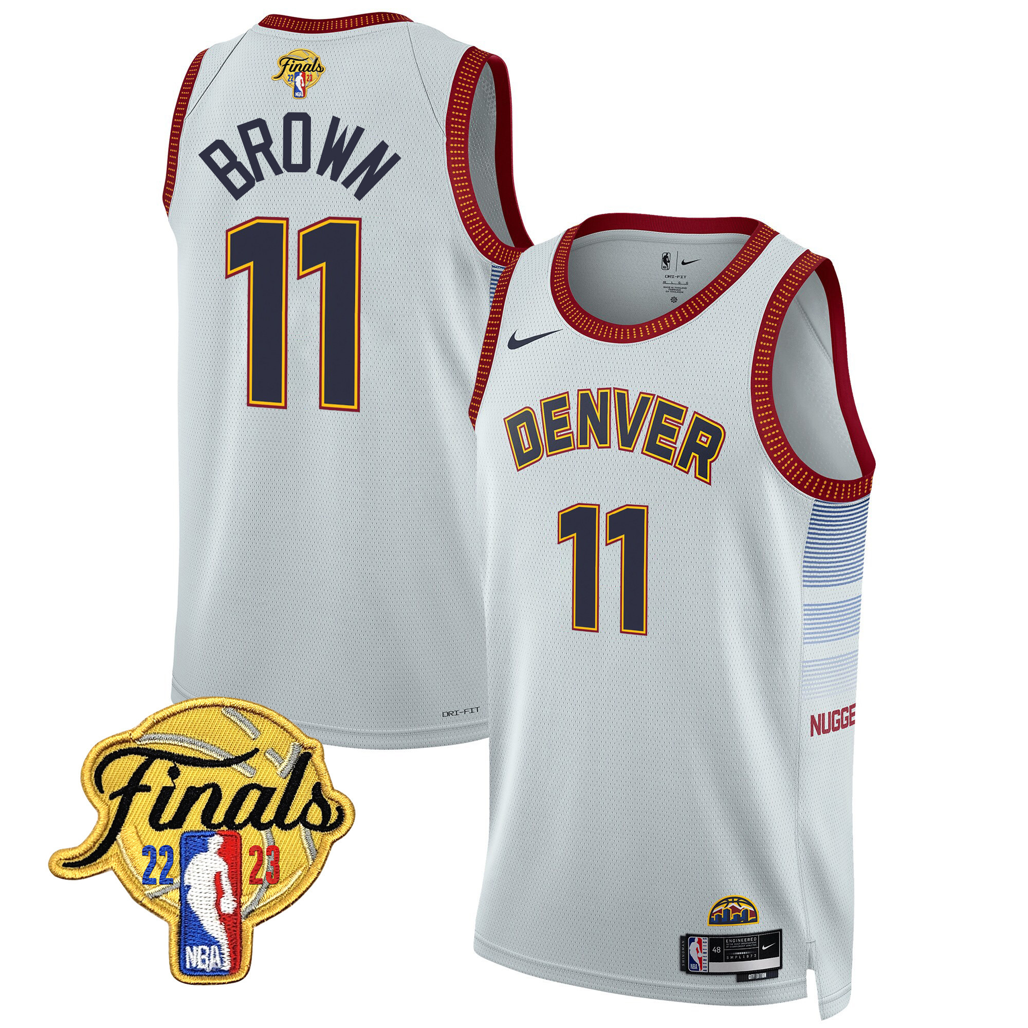 Bruce Brown Men's Denver Nuggets 2023 Finals Patch Collection City Jersey V2 - All Stitched