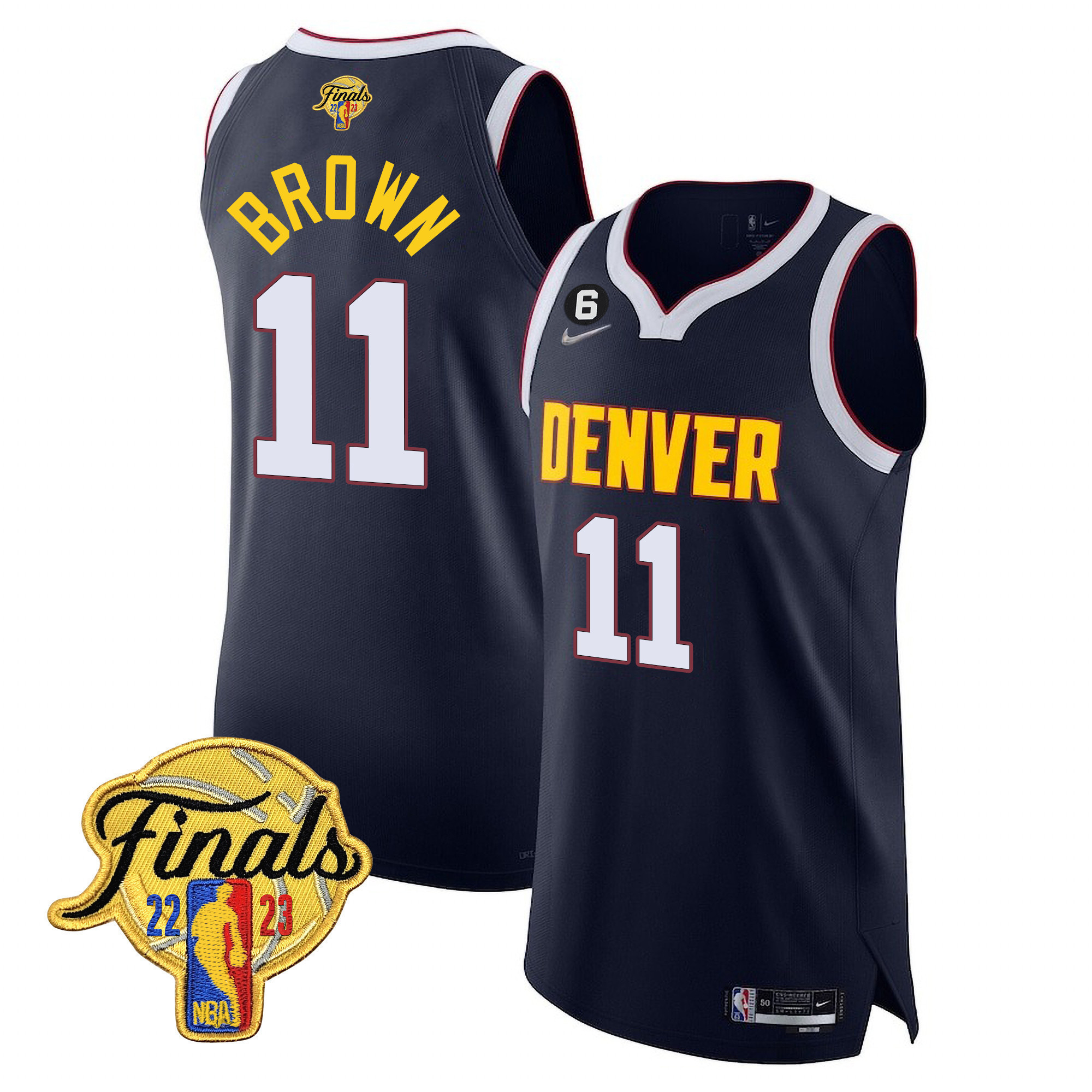 Bruce Brown Men's Denver Nuggets 2023 Finals Patch Collection Diamond Jersey V2 - All Stitched