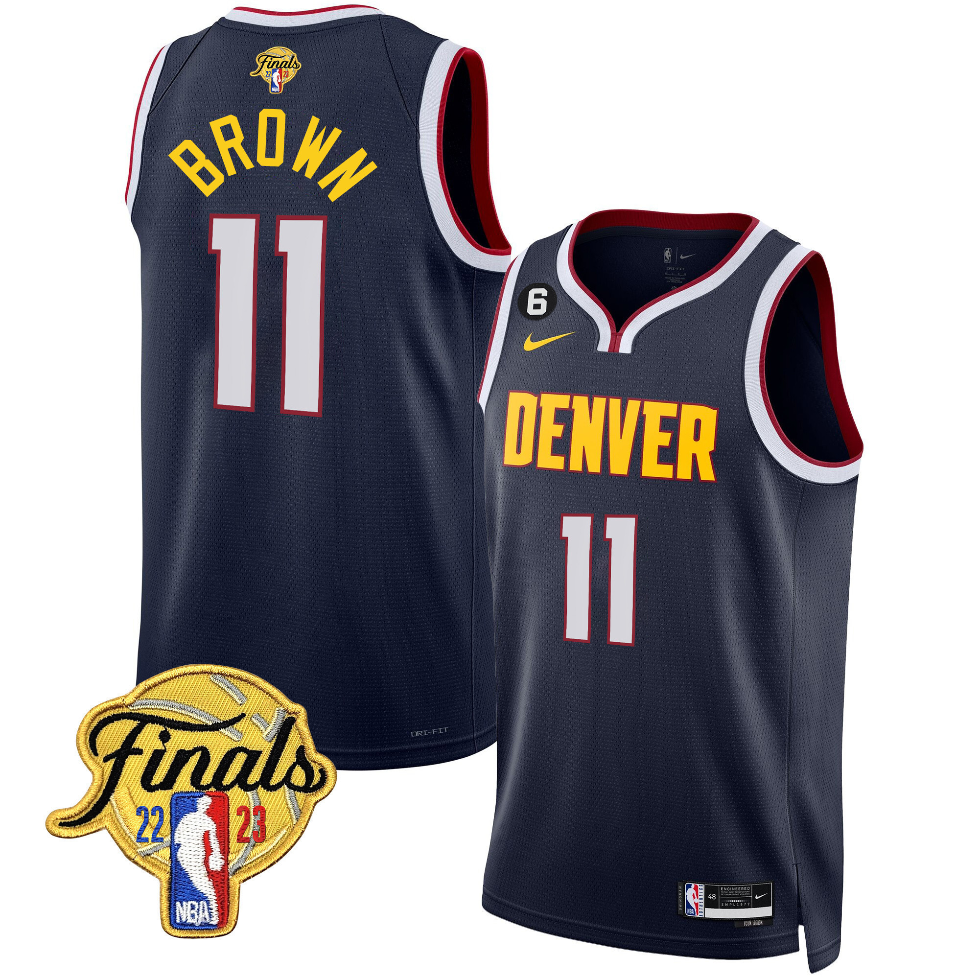 Bruce Brown Men's Denver Nuggets 2023 Finals Patch Collection Icon Jersey - All Stitched
