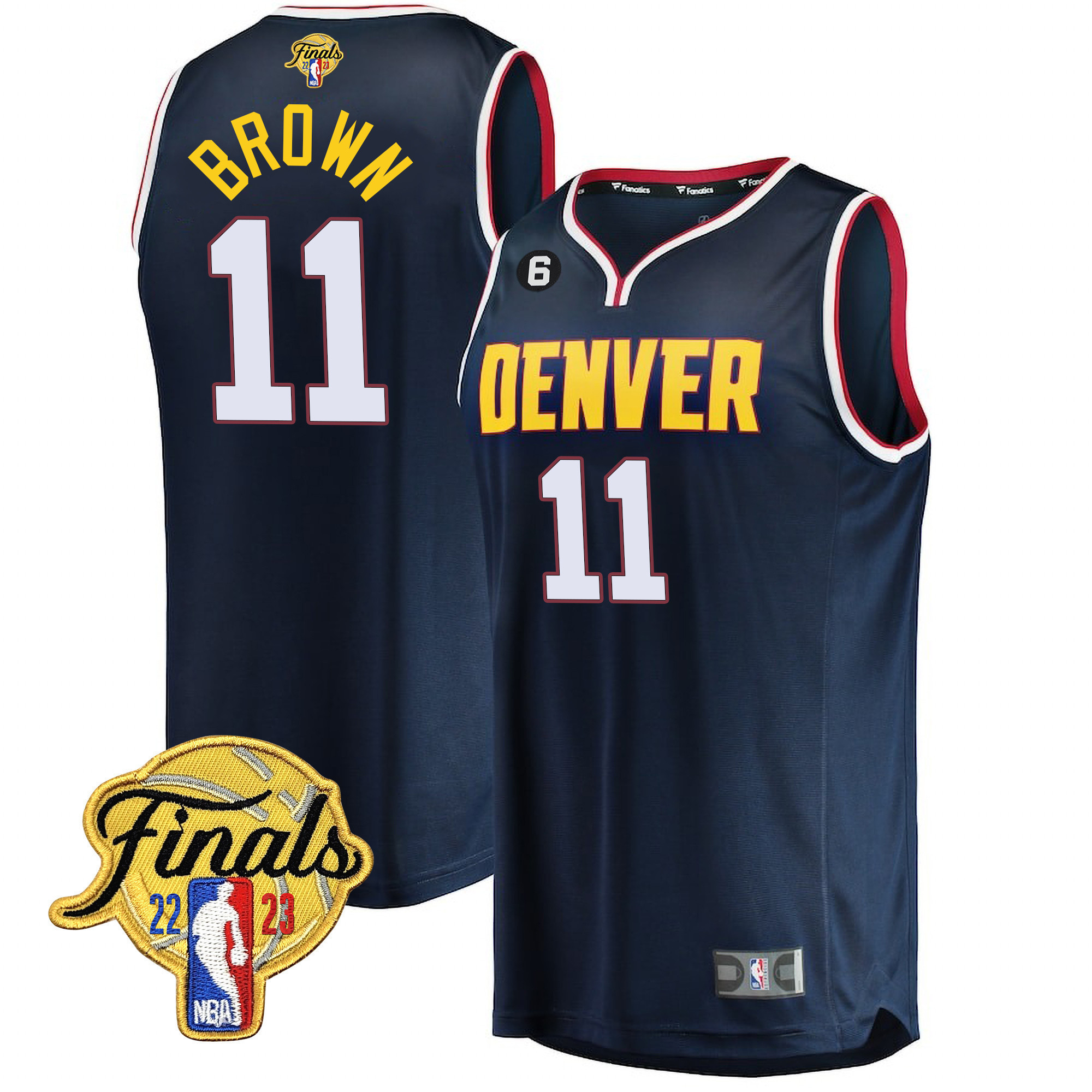 Bruce Brown Men's Denver Nuggets 2023 Finals Patch Collection Icon Navy Jersey V2 - All Stitched