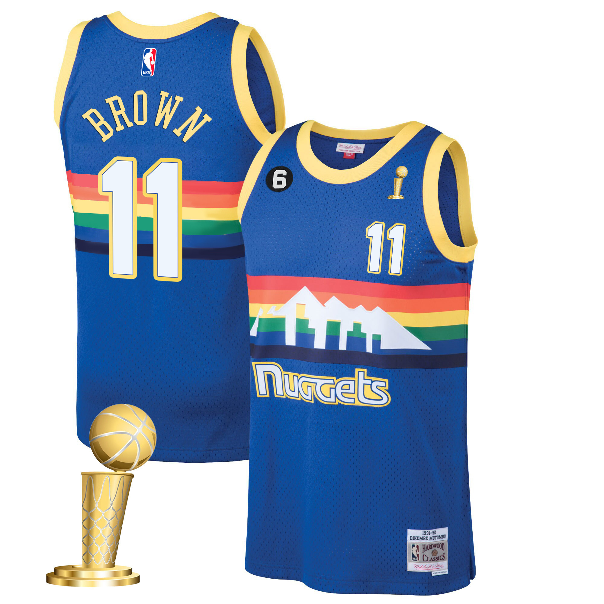 Bruce Brown Youth's Denver Nuggets 2023 Champions Blue Classic Jersey Collection - All Stitched