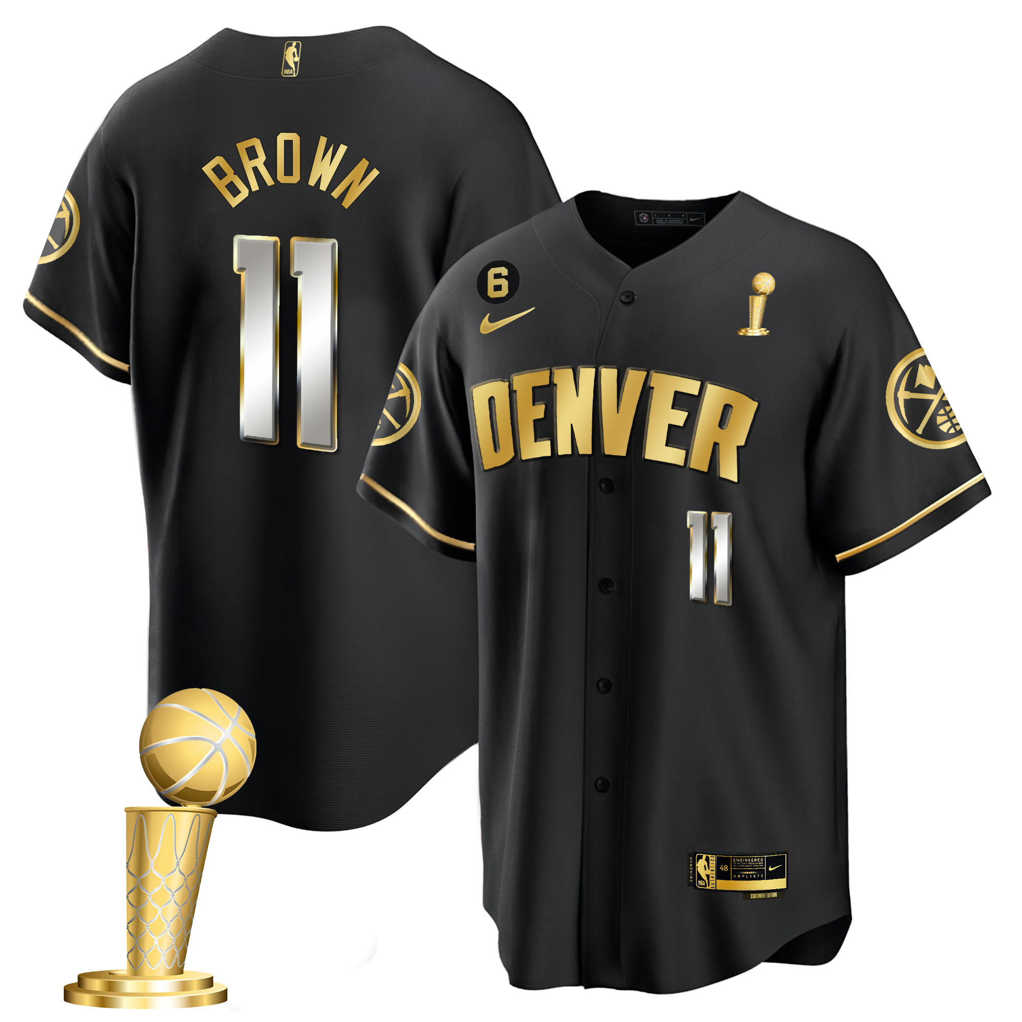 Bruce Brown Youth's Denver Nuggets 2023 Champions Cool Base Black Limited Jersey - All Stitched