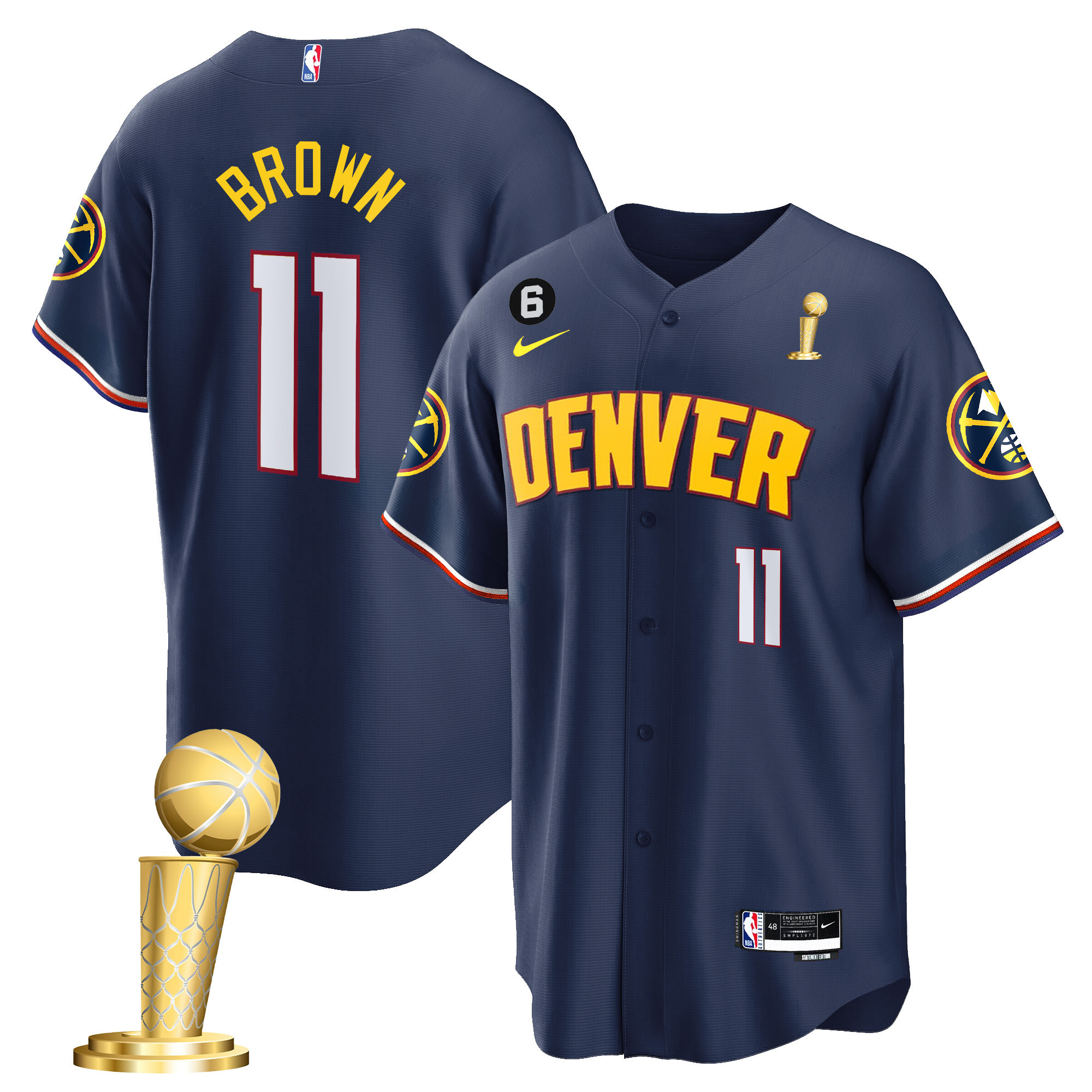 Bruce Brown Youth's Denver Nuggets 2023 Champions Cool Base Icon Jersey - All Stitched