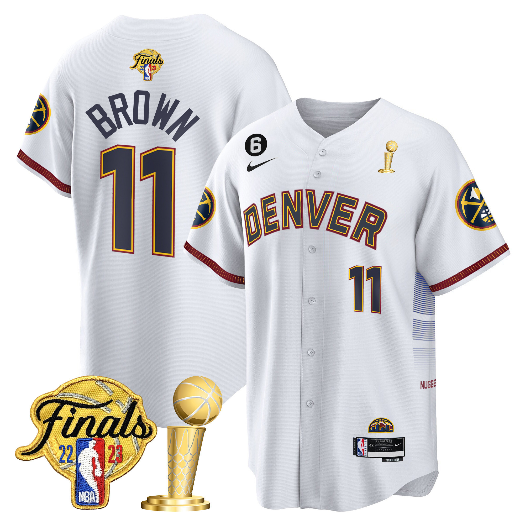 Bruce Brown Youth's Denver Nuggets 2023 Finals & Champions Patch Cool Base City Jersey - All Stitched