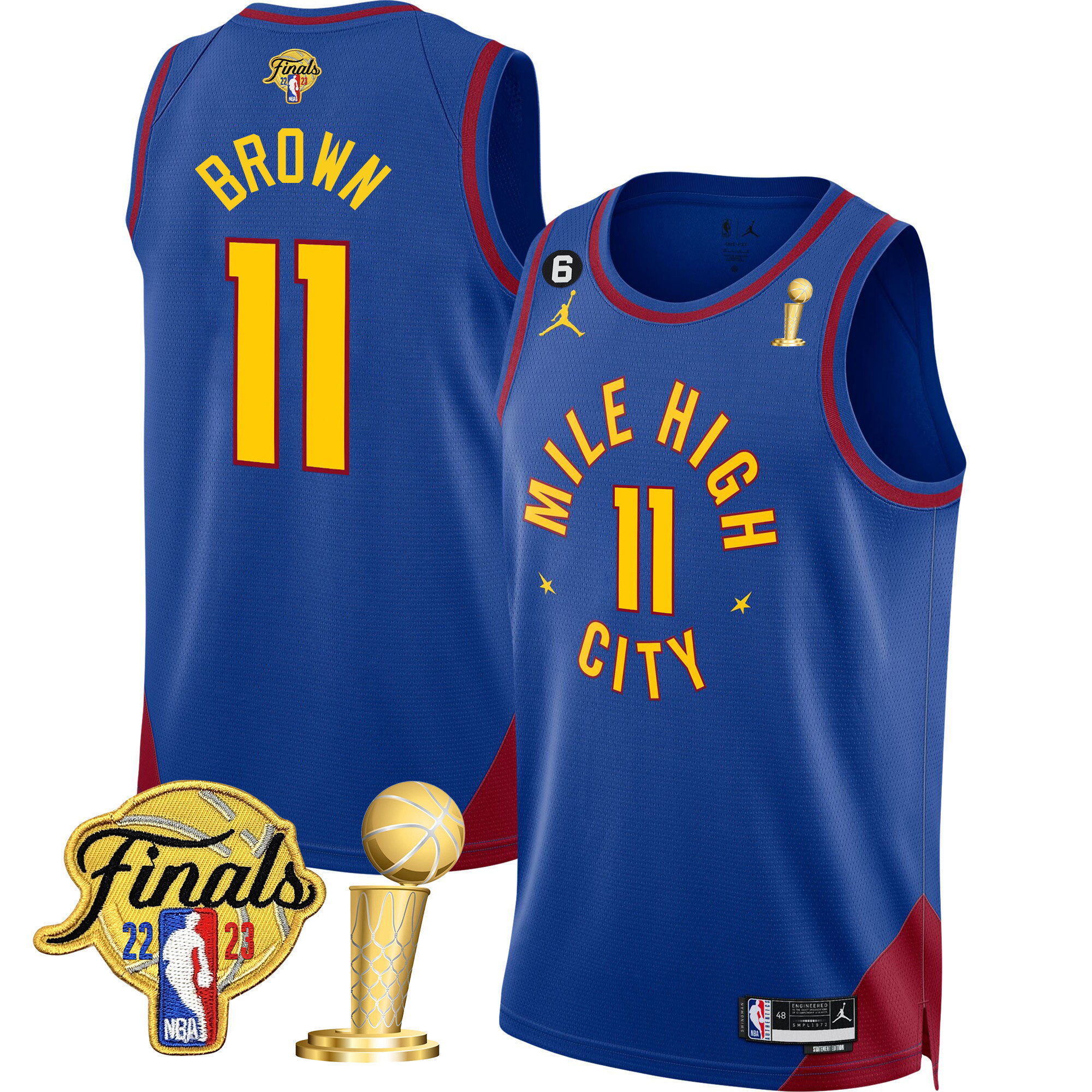 Bruce Brown Youth's Denver Nuggets 2023 Finals & Champions Patch Statement Jersey - All Stitched