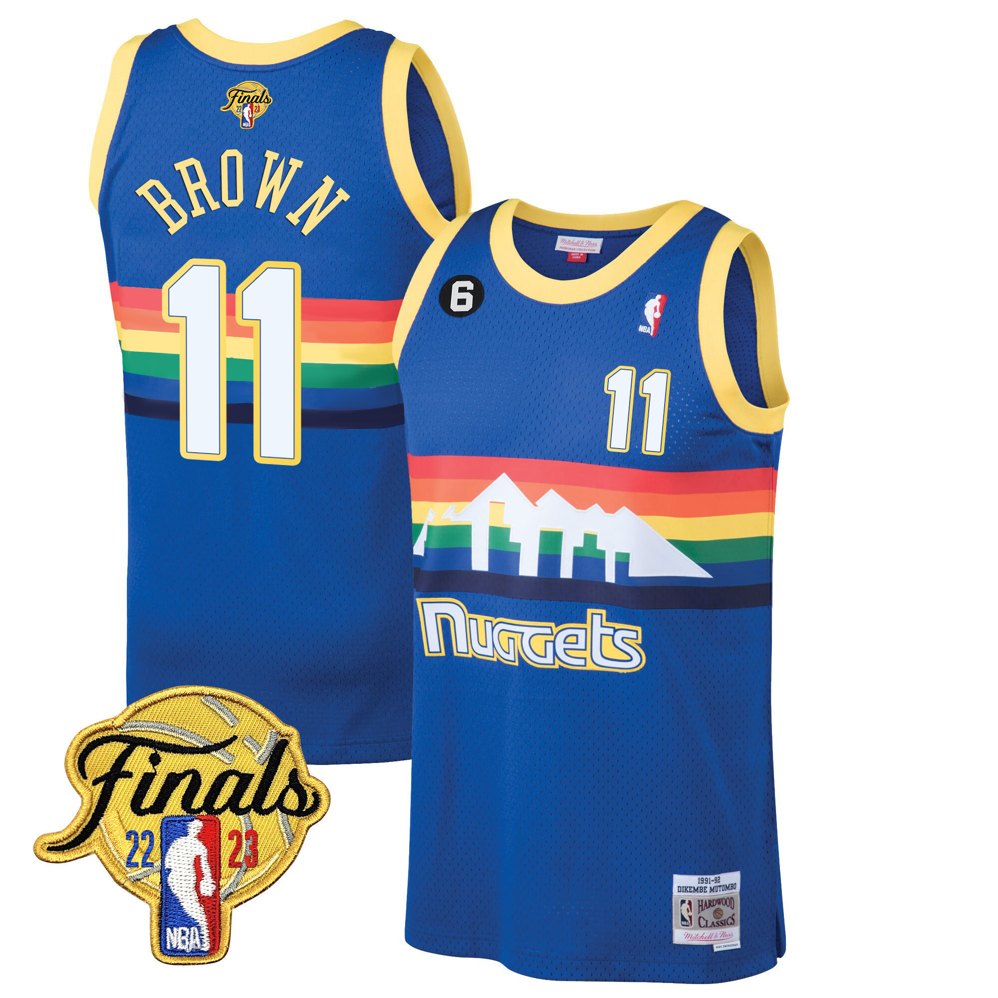 Bruce Brown Youth's Denver Nuggets 2023 Finals Patch Collection Blue Classic Jersey - All Stitched