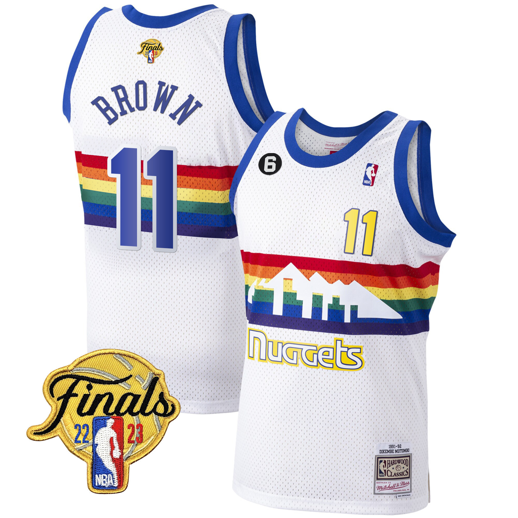 Bruce Brown Youth's Denver Nuggets 2023 Finals Patch Collection White Classic Jersey - All Stitched