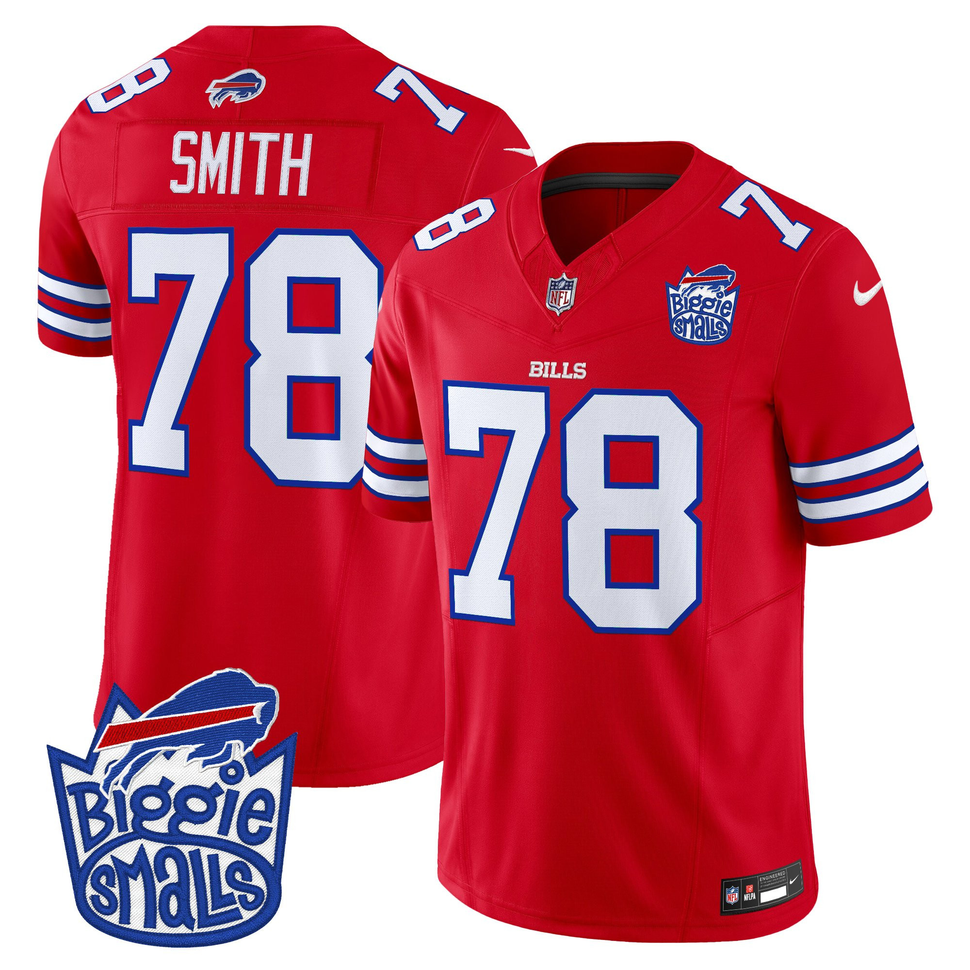 Bruce Smith Men's Biggie Smalls ÃƒÆ’Ã¢â‚¬â€ Buffalo Bills Vapor Limited Red Jersey - All stitched