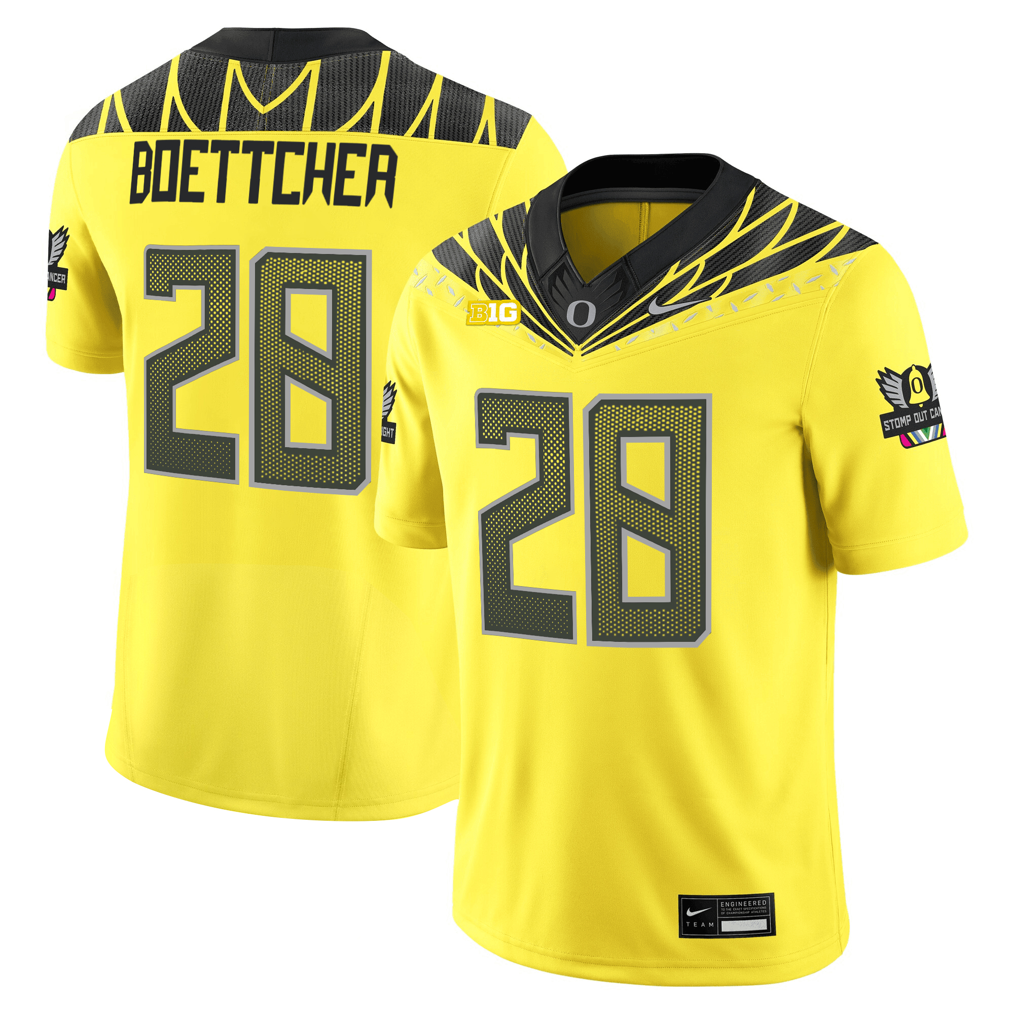 Bryce Boettcher Men's Oregon Ducks 2025 Vapor Limited Yellow Jersey V2 - All Stitched