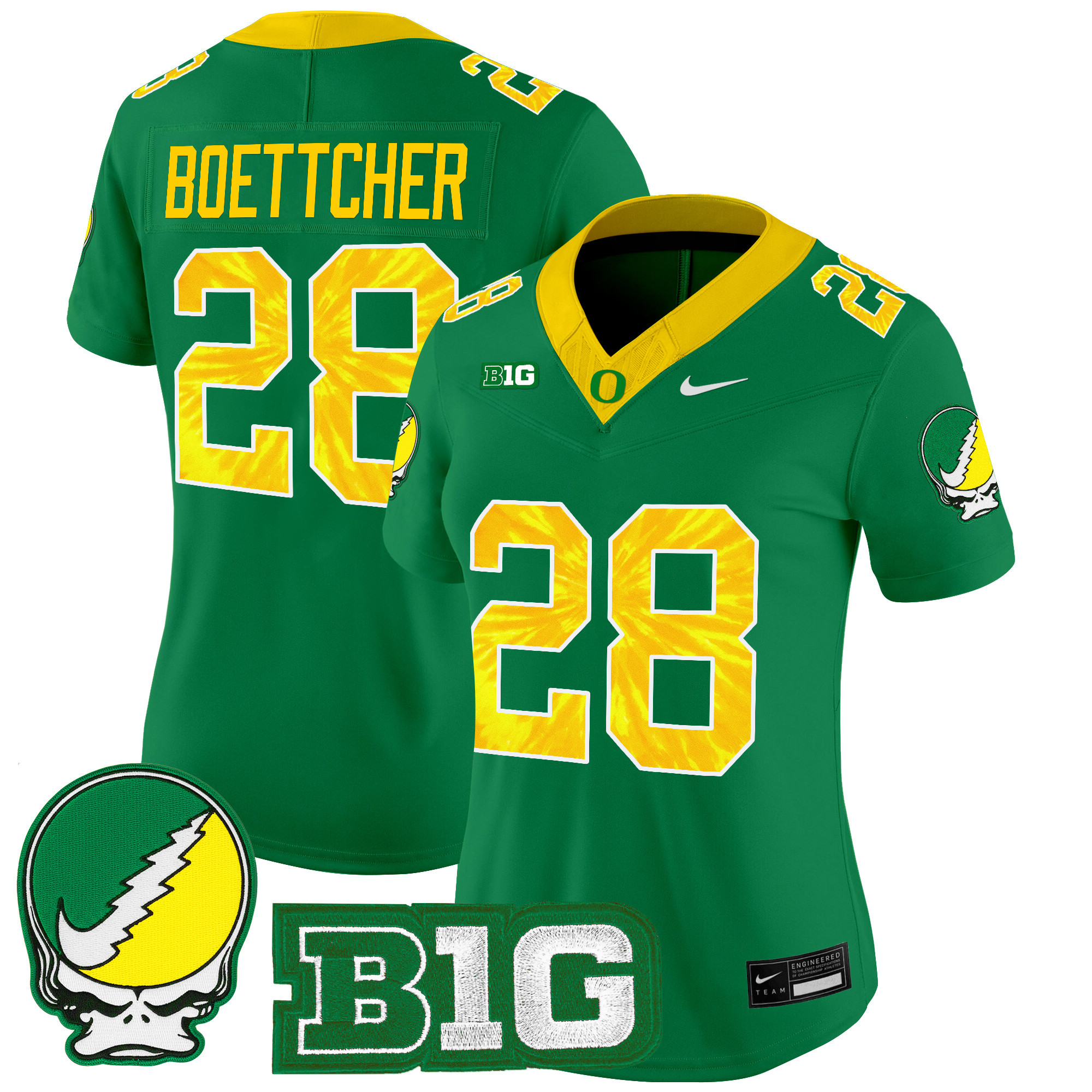 Bryce Boettcher Women's Oregon Ducks 2025 Grateful Ducks Vapor Limited Green Jersey - All Stitched