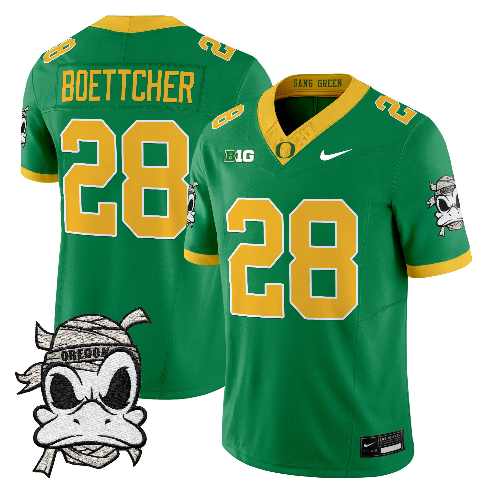 Bryce Boettcher Youth's Oregon Ducks 2025 Mummy Duck Vapor Limited Green Jersey - All Stitched