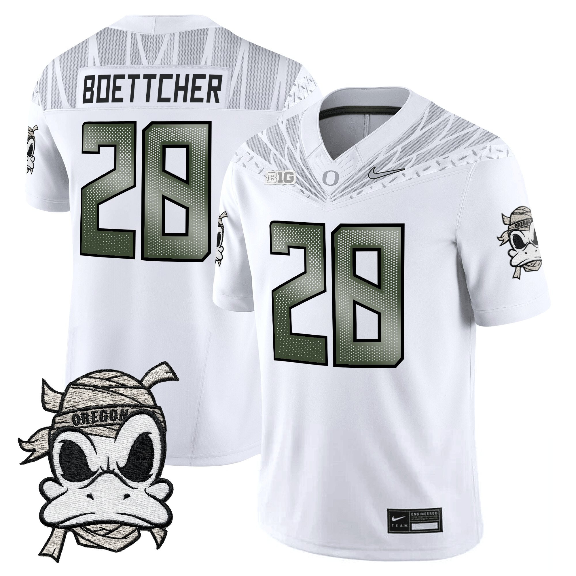 Bryce Boettcher Youth's Oregon Ducks 2025 Mummy Duck Vapor Limited White Jersey - All Stitched