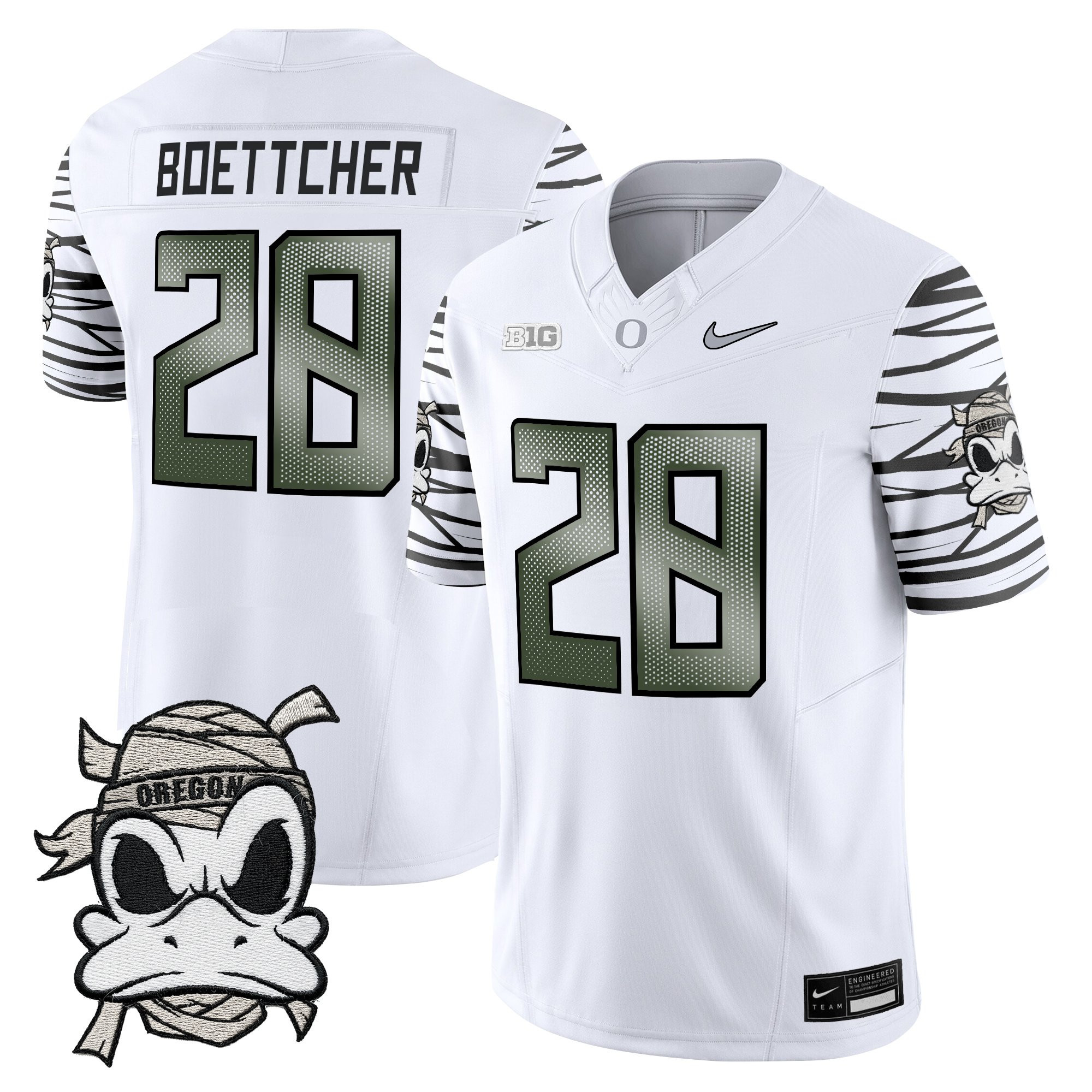 Bryce Boettcher Youth's Oregon Ducks 2025 Mummy Duck Vapor Limited White Limited Jersey - All Stitched