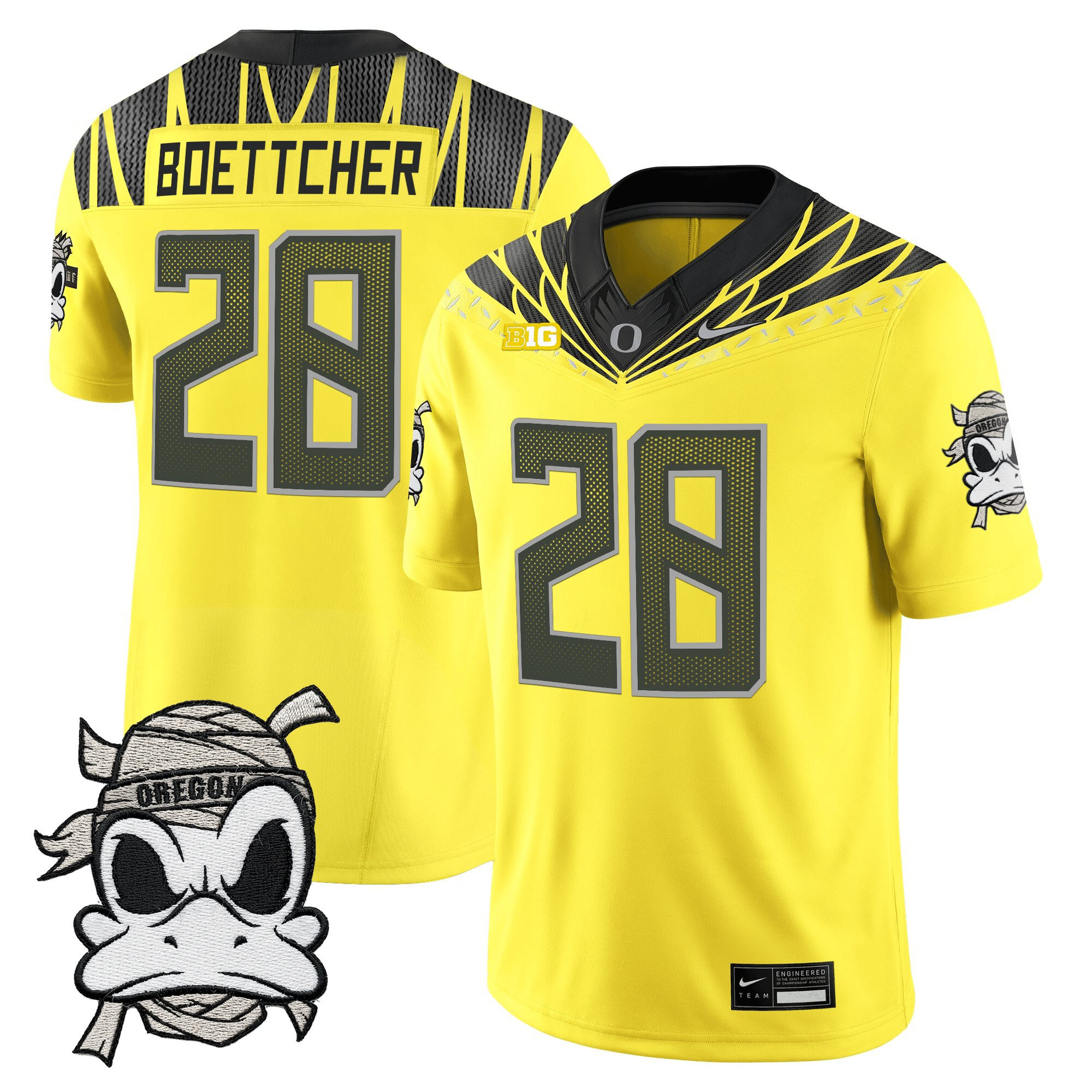 Bryce Boettcher Youth's Oregon Ducks 2025 Mummy Duck Vapor Limited Yellow Jersey - All Stitched