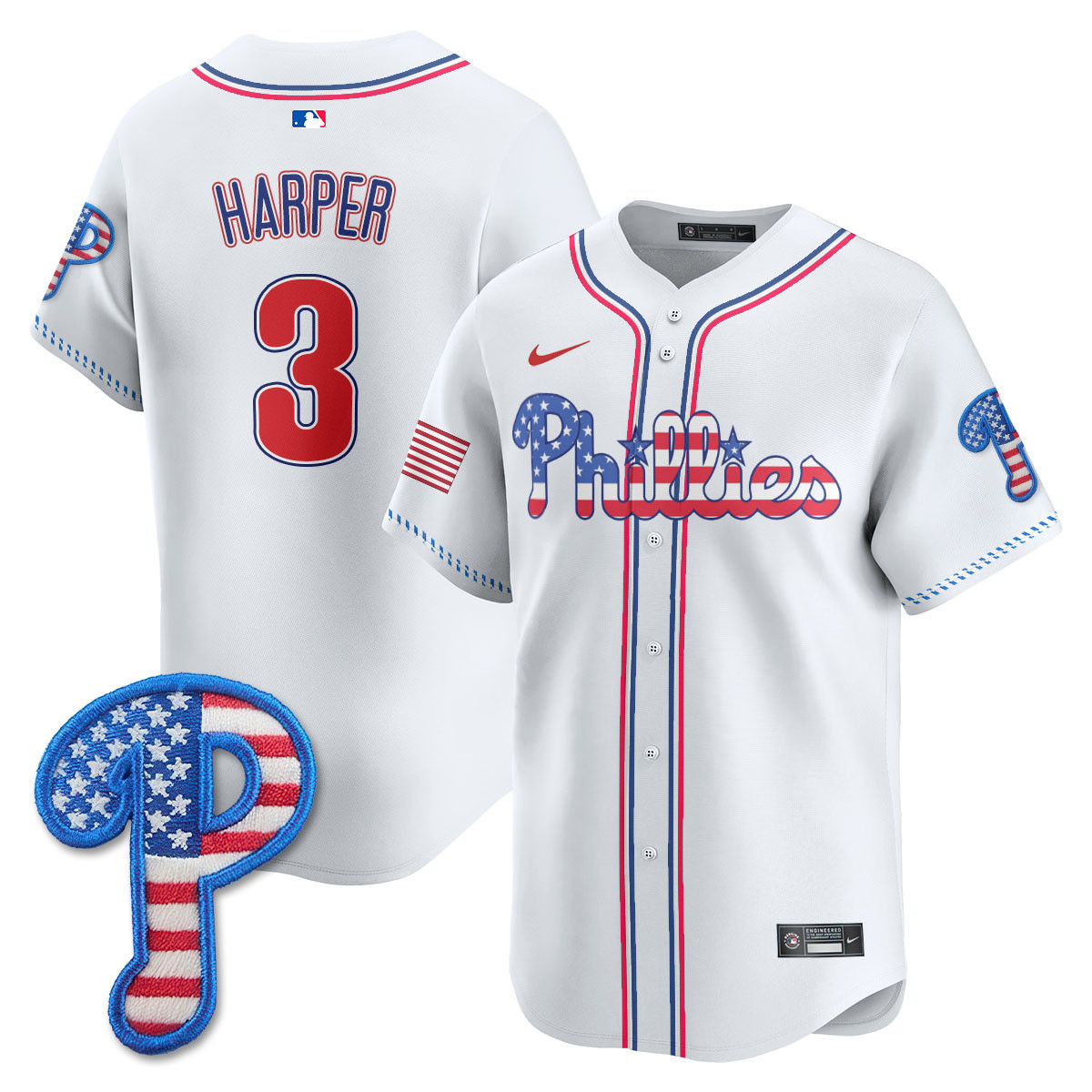 Bryce Harper Men's Philadelphia Phillies 2025 Fourth of July Vapor Premier Limited White Jersey - All Stitched