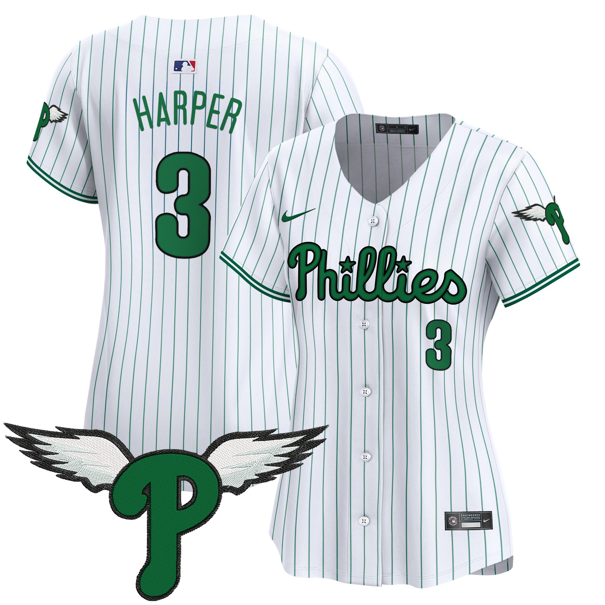 Bryce Harper Women's Philadelphia Phillies 2025 Vapor Premier Limited Pinstripe Jersey - All Stitched