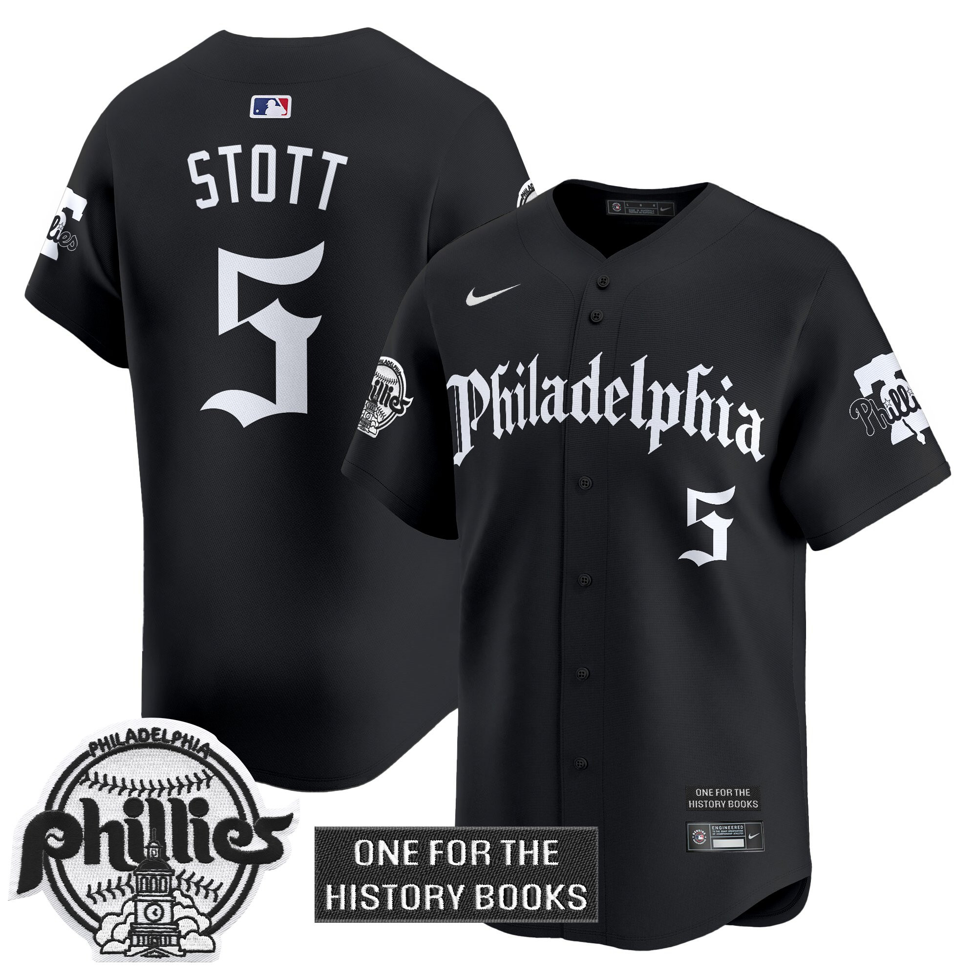 Bryson Stott Men's Philadelphia Phillies Retro Newspaper Edition Vapor Premier Limited Black Jersey - All Stitched