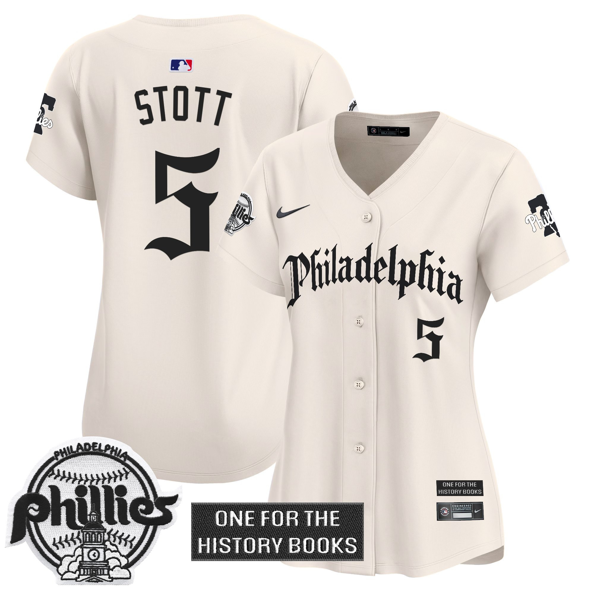 Bryson Stott Women's Philadelphia Phillies Retro Newspaper Edition Vapor Premier Limited Cream Jersey - All Stitched