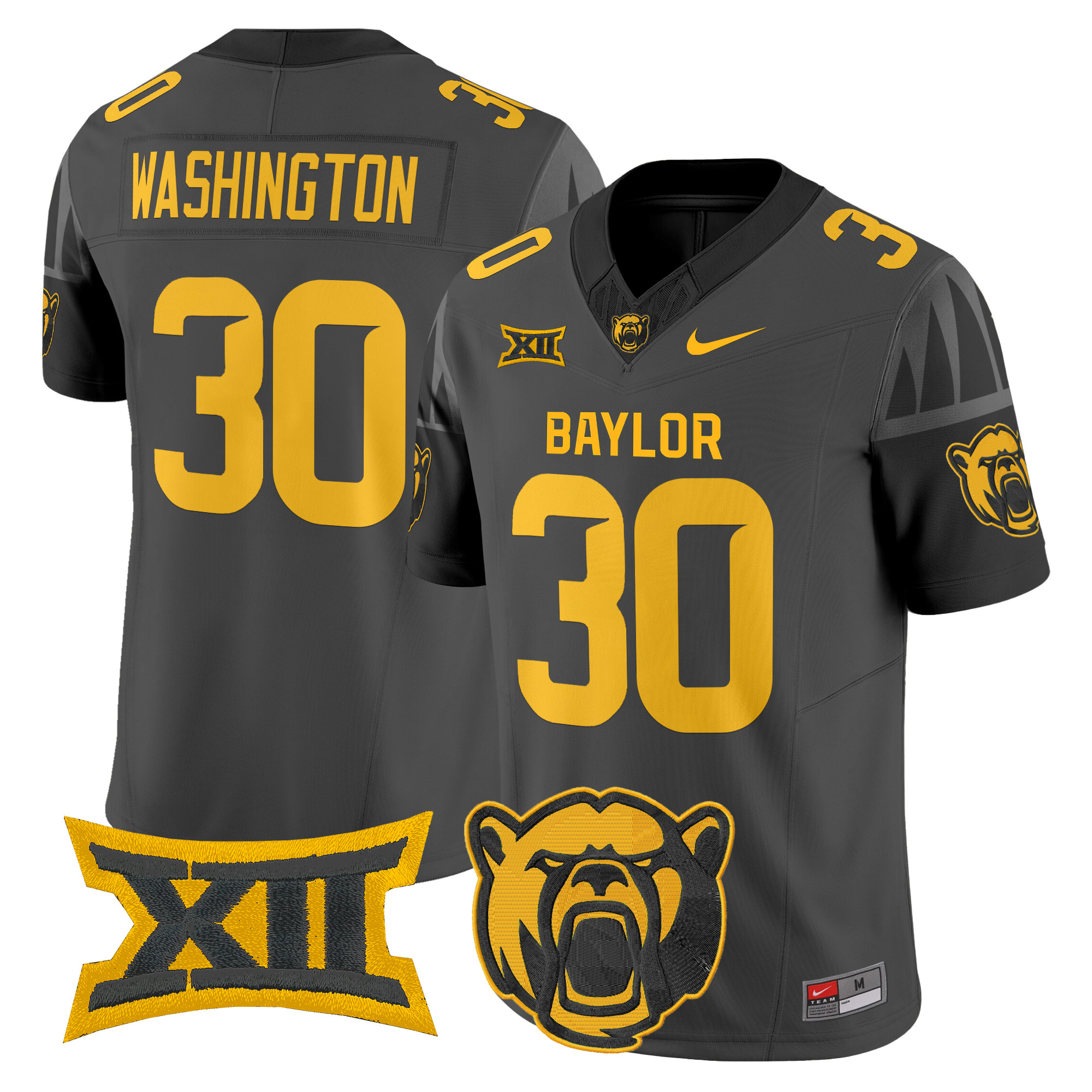 Bryson Washington Men's Baylor Bears 2025 Vapor Limited Black Jersey - All Stitched