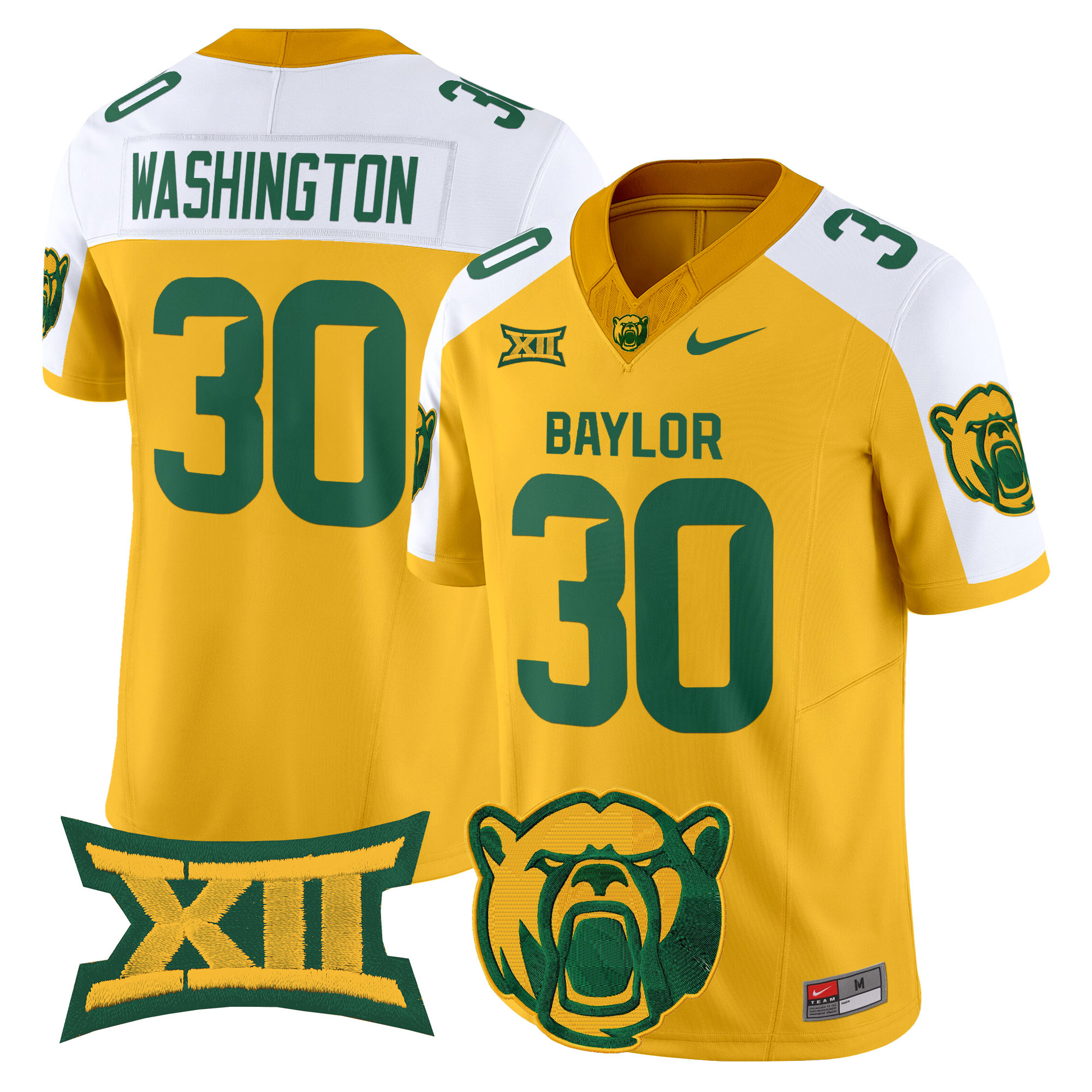 Bryson Washington Men's Baylor Bears 2025 Vapor Limited Gold Alternate Jersey V2 - All Stitched