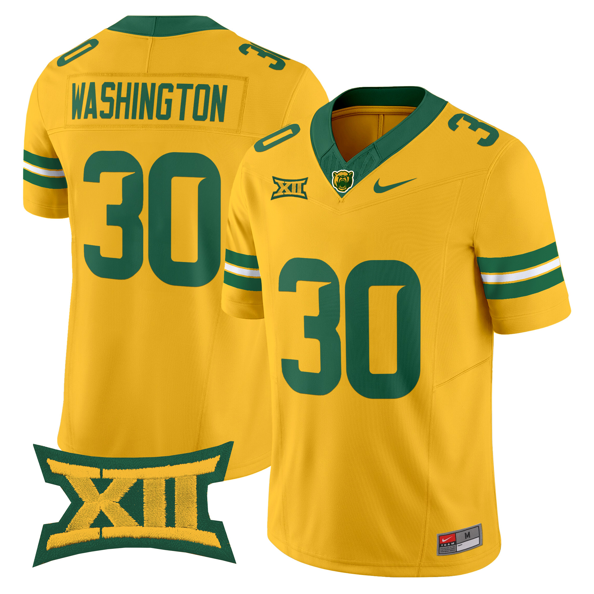 Bryson Washington Men's Baylor Bears 2025 Vapor Limited Gold Jersey - All Stitched