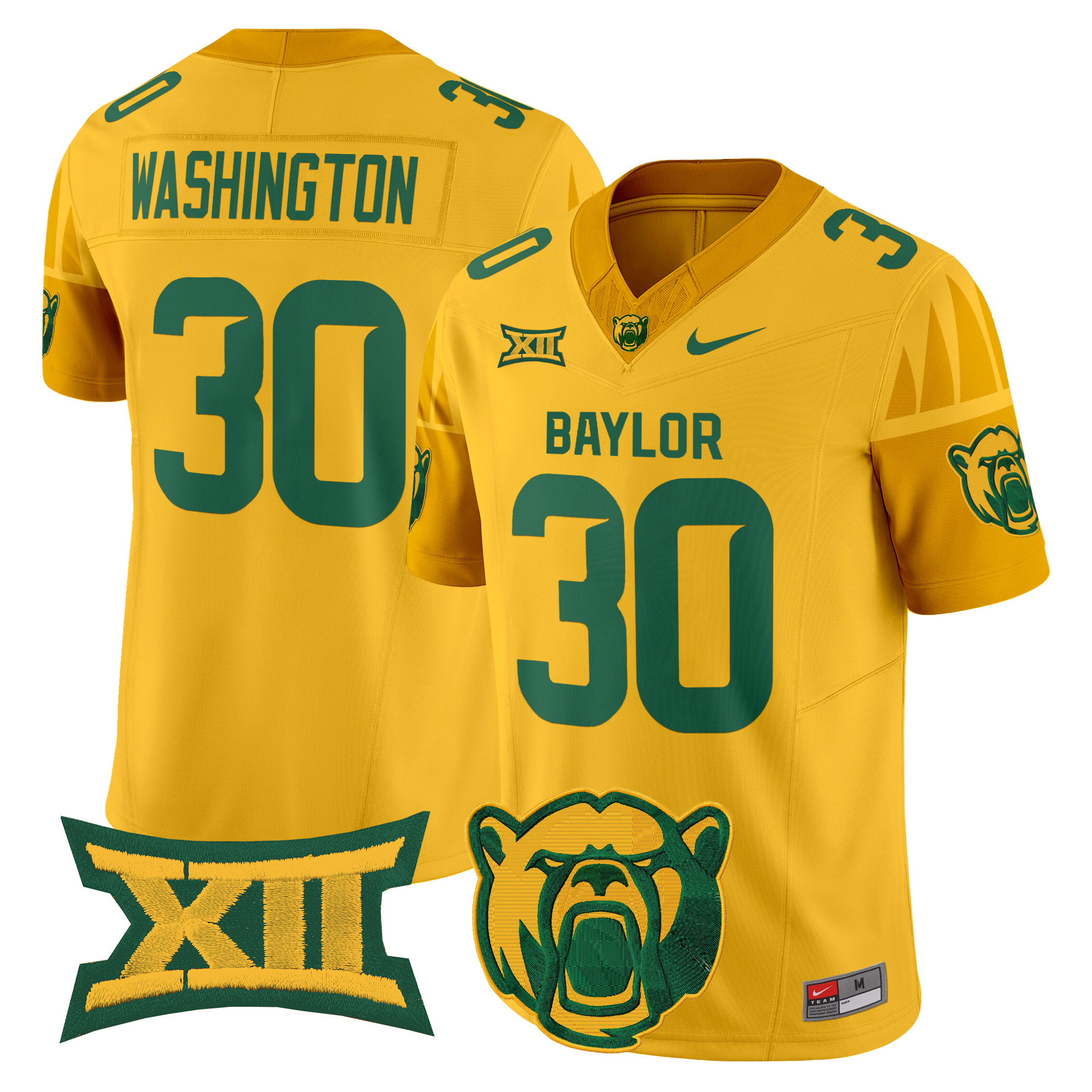 Bryson Washington Men's Baylor Bears 2025 Vapor Limited Gold Jersey V2 - All Stitched