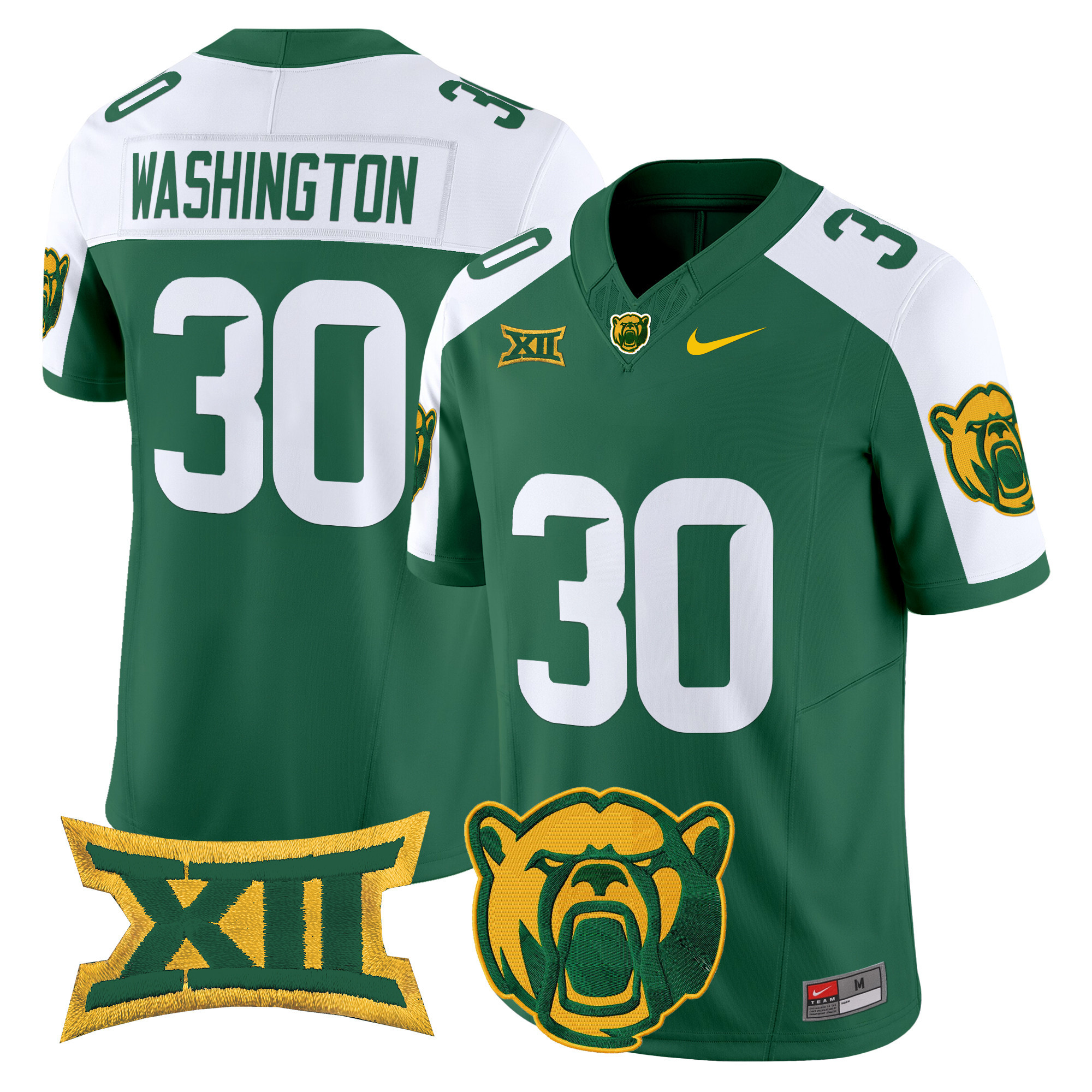 Bryson Washington Men's Baylor Bears 2025 Vapor Limited Green Alternate Jersey - All Stitched
