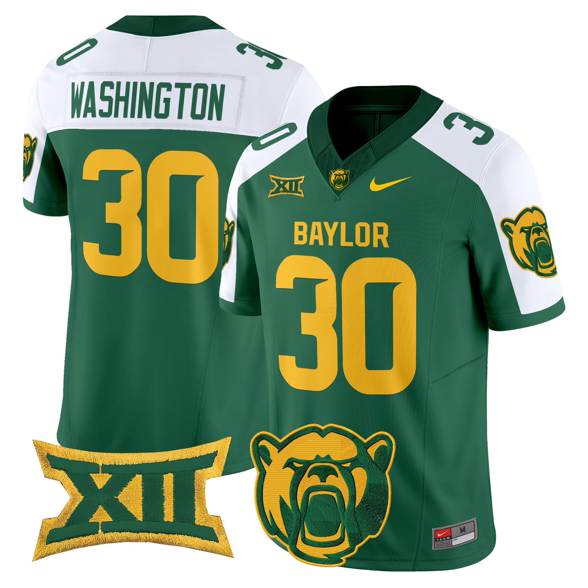 Bryson Washington Men's Baylor Bears 2025 Vapor Limited Green Alternate Jersey V2 - All Stitched