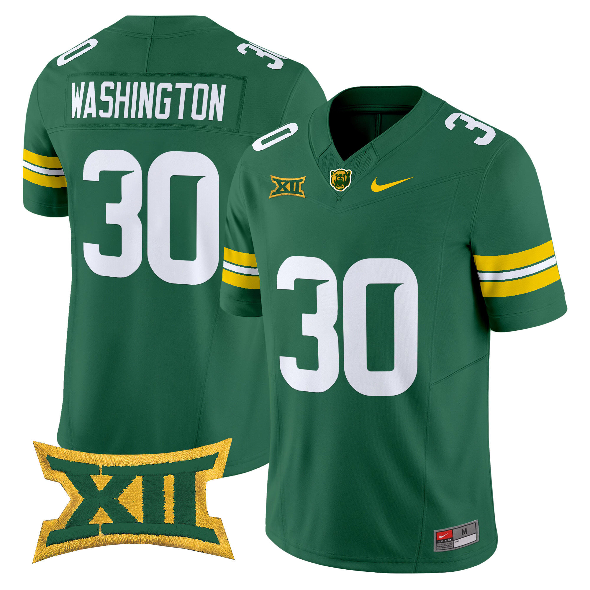 Bryson Washington Men's Baylor Bears 2025 Vapor Limited Green Jersey - All Stitched