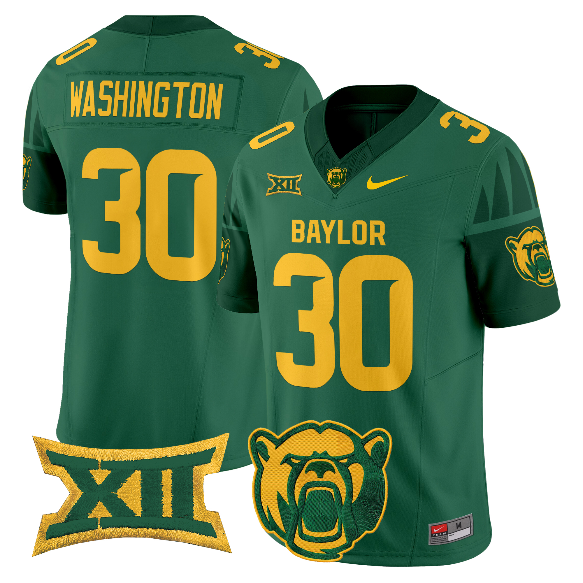 Bryson Washington Men's Baylor Bears 2025 Vapor Limited Green Jersey V2 - All Stitched