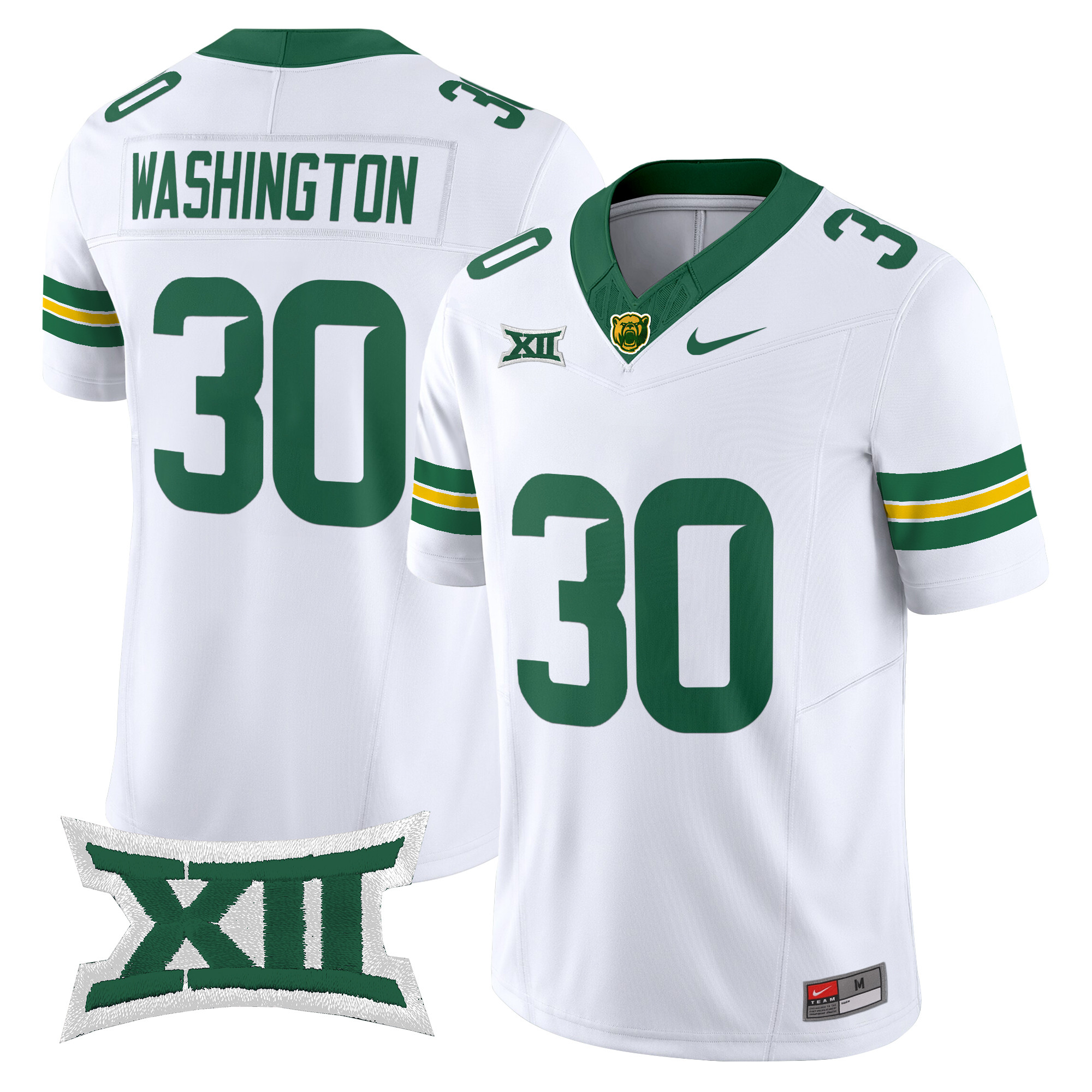 Bryson Washington Men's Baylor Bears 2025 Vapor Limited White Jersey - All Stitched