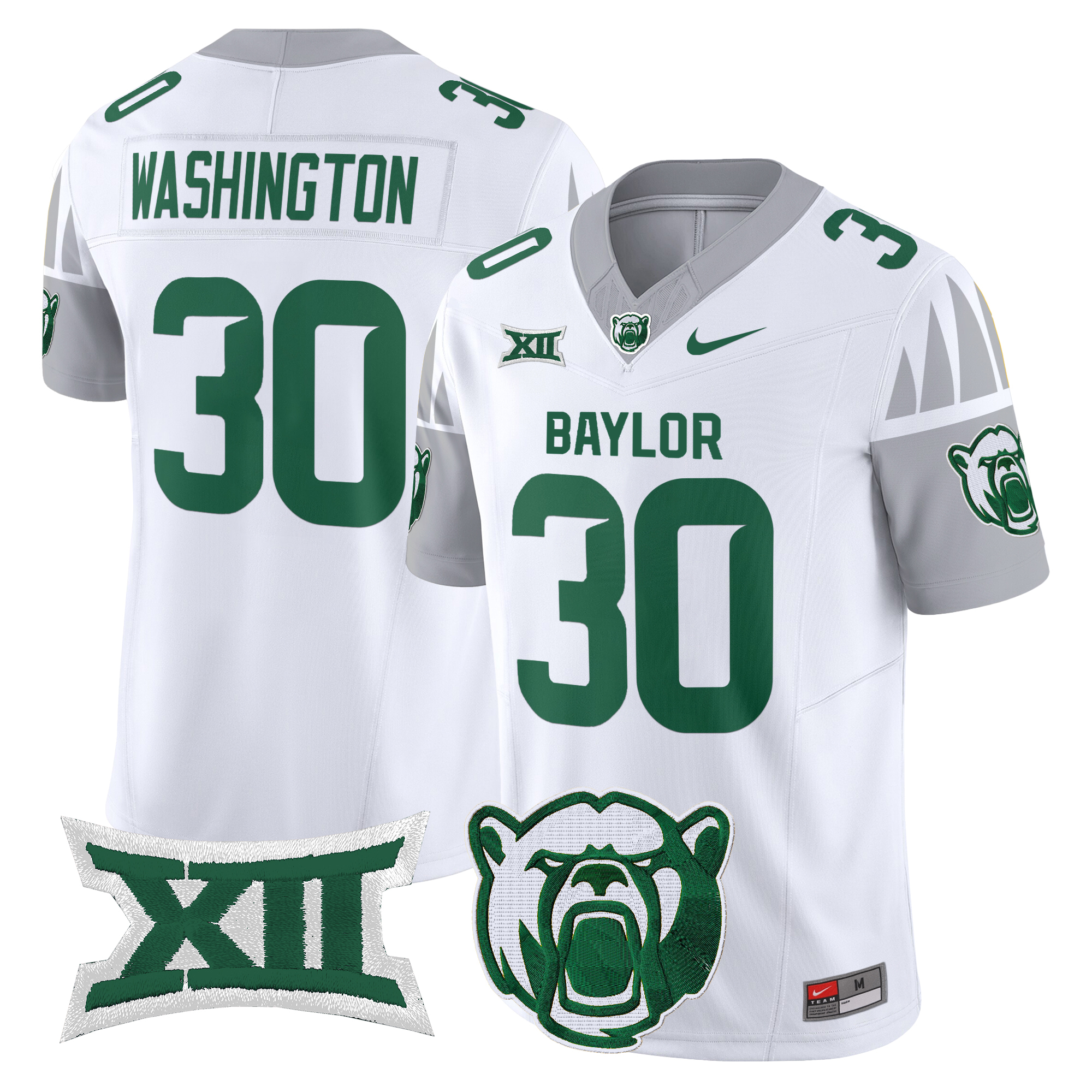 Bryson Washington Men's Baylor Bears 2025 Vapor Limited White Jersey V2 - All Stitched